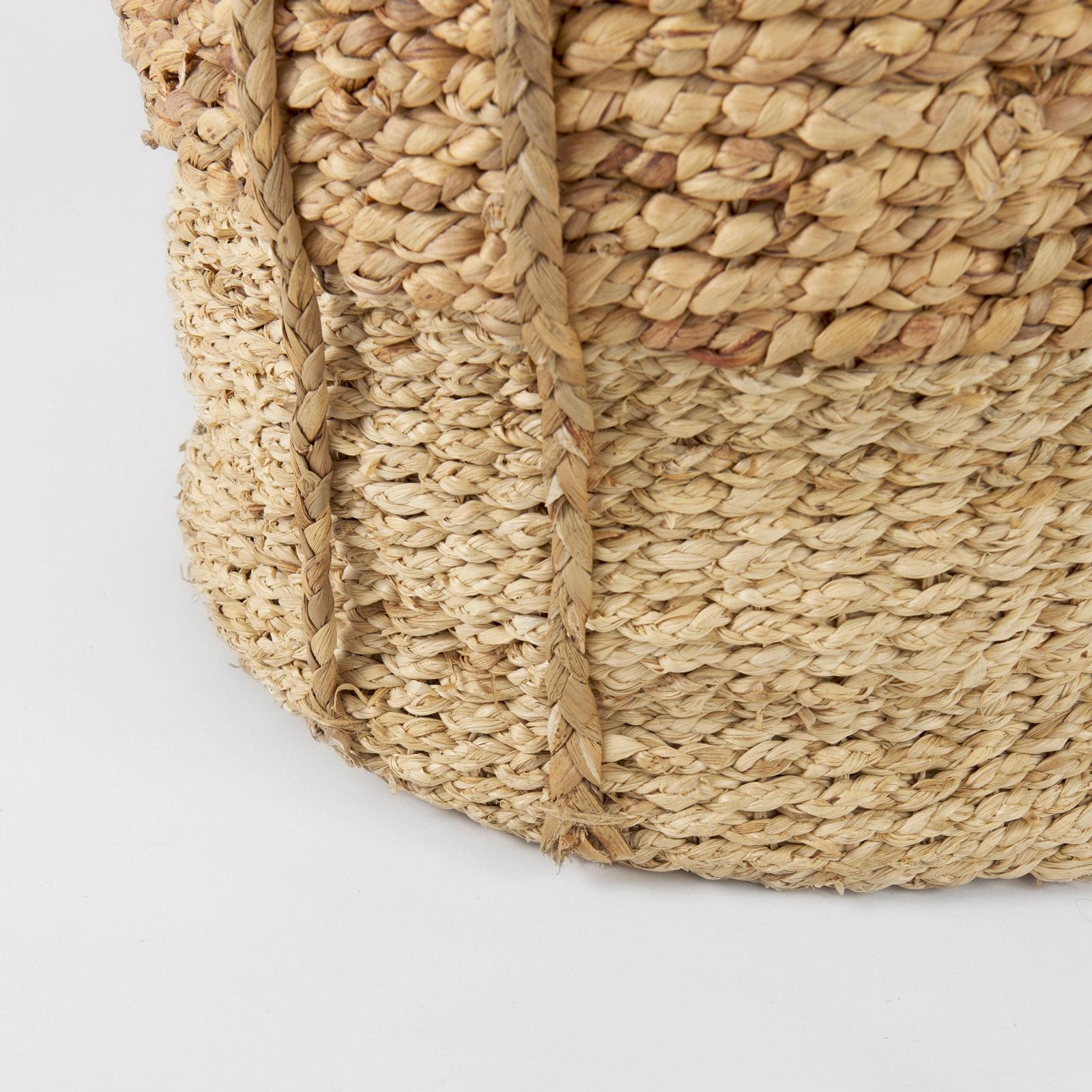 Mercana Morocco Brown Two Tone Water Hyacinth and Cornhusk Round Basket W/ Handles-Set of 3 Clearance