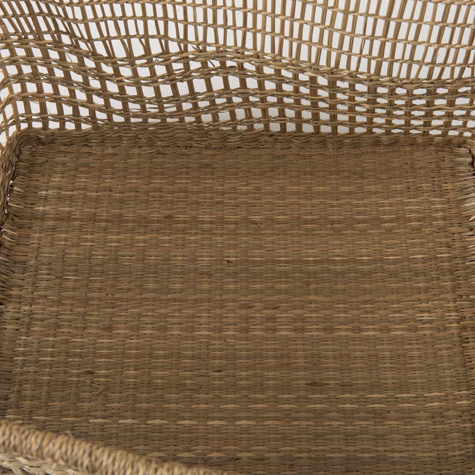 Mercana Bellisa Medium Brown Seagrass Rectangular Basket W/ Handles- Set of 2