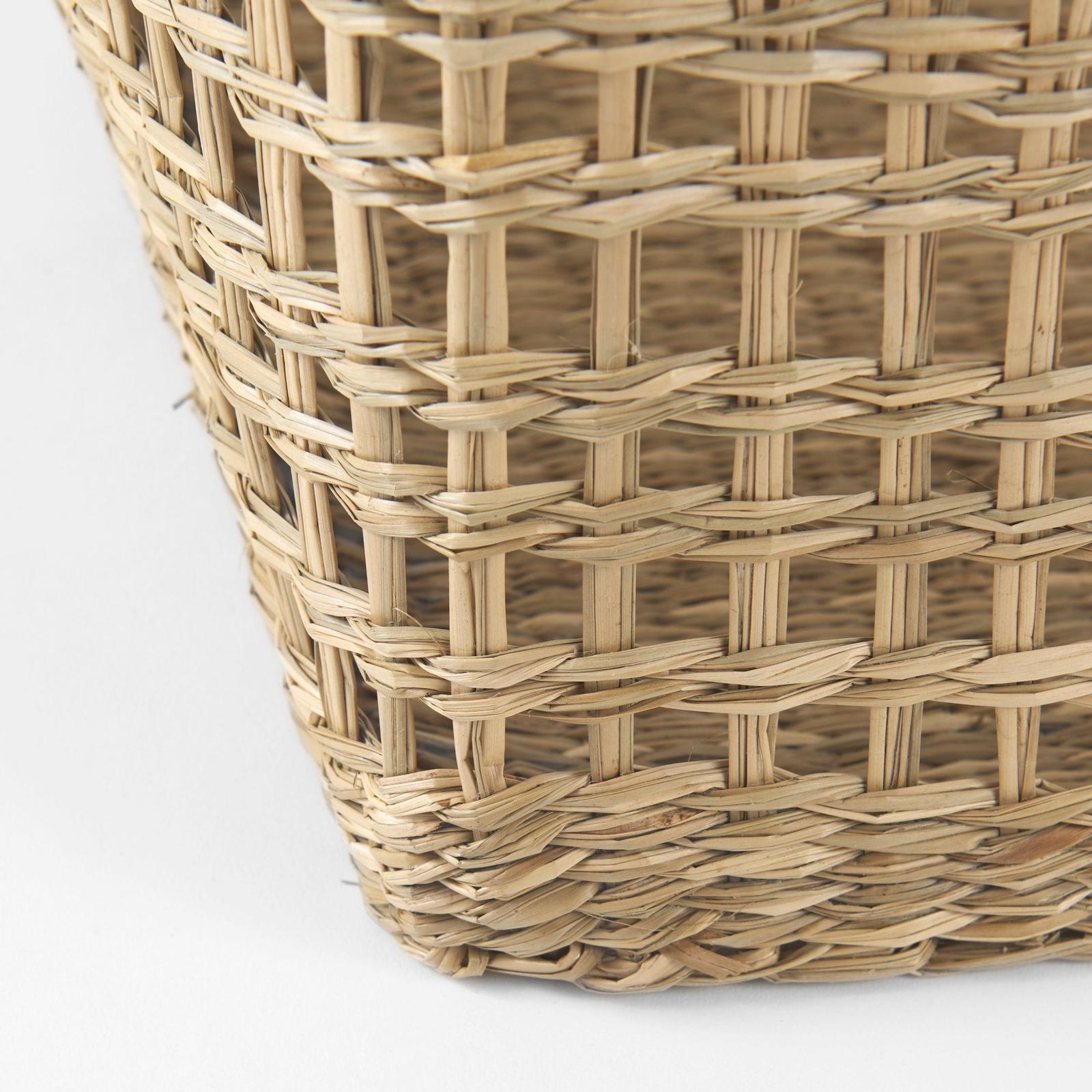 Mercana Bellisa Medium Brown Seagrass Rectangular Basket W/ Handles- Set of 2