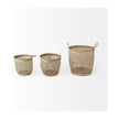 Mercana Bowie Medium Brown Seagrass Round Basket W/ Handles-Set of 3 Clearance