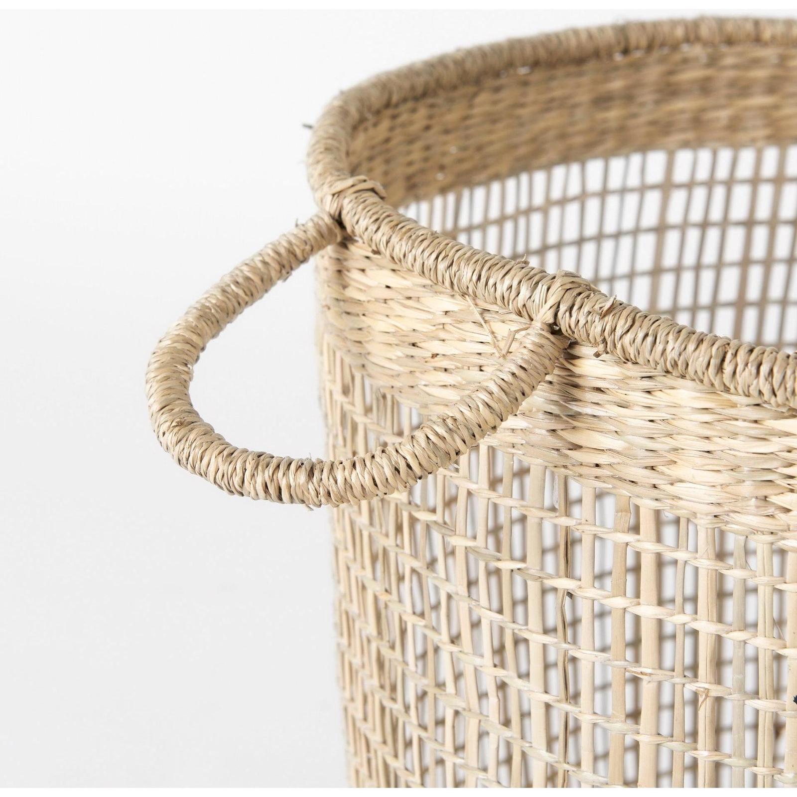 Mercana Bowie Medium Brown Seagrass Round Basket W/ Handles-Set of 3 Clearance