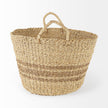 Mercana Vance Light Brown Palm Leaf and Seagrass Round Basket W/ Handles Clearance