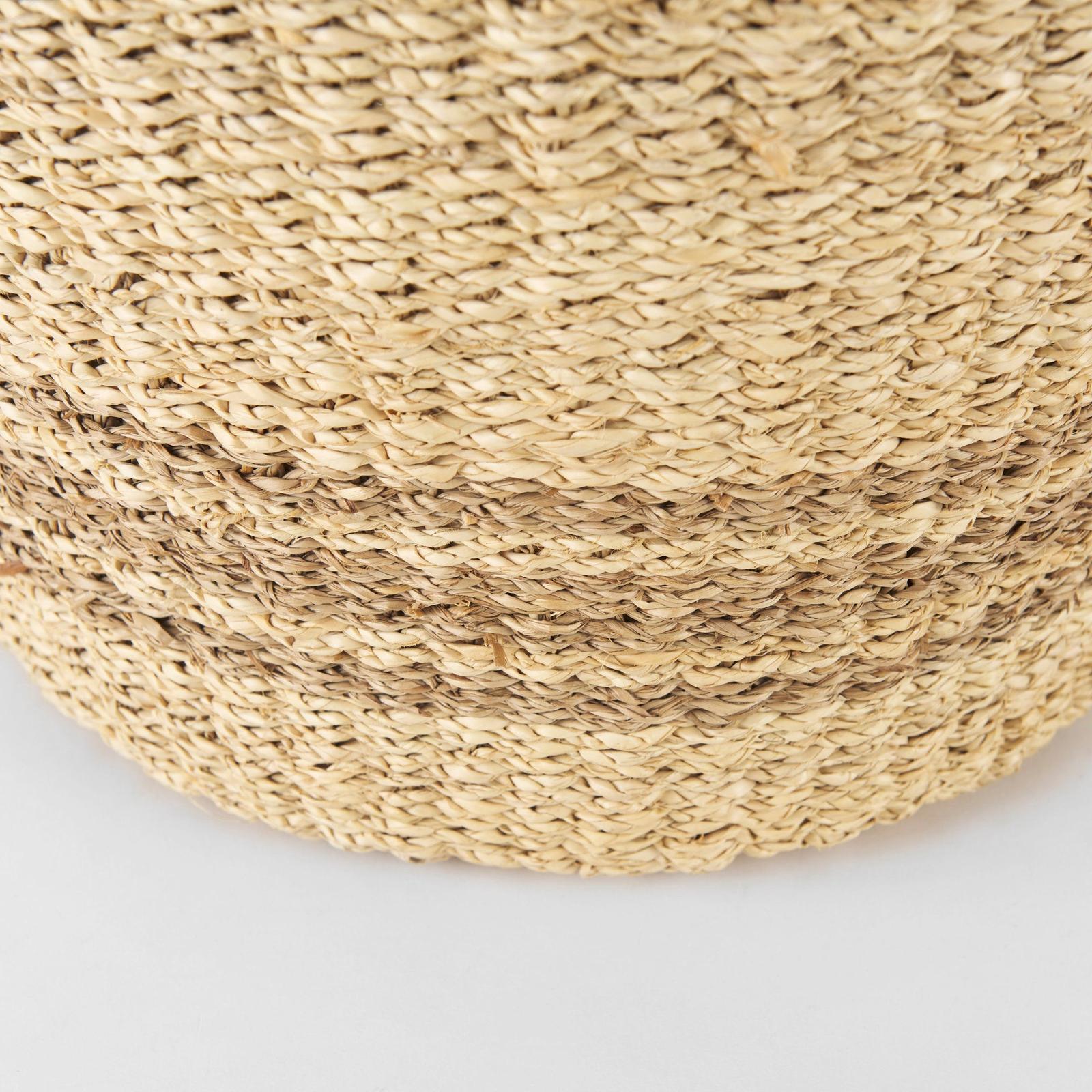 Mercana Vance Light Brown Palm Leaf and Seagrass Round Basket W/ Handles Clearance