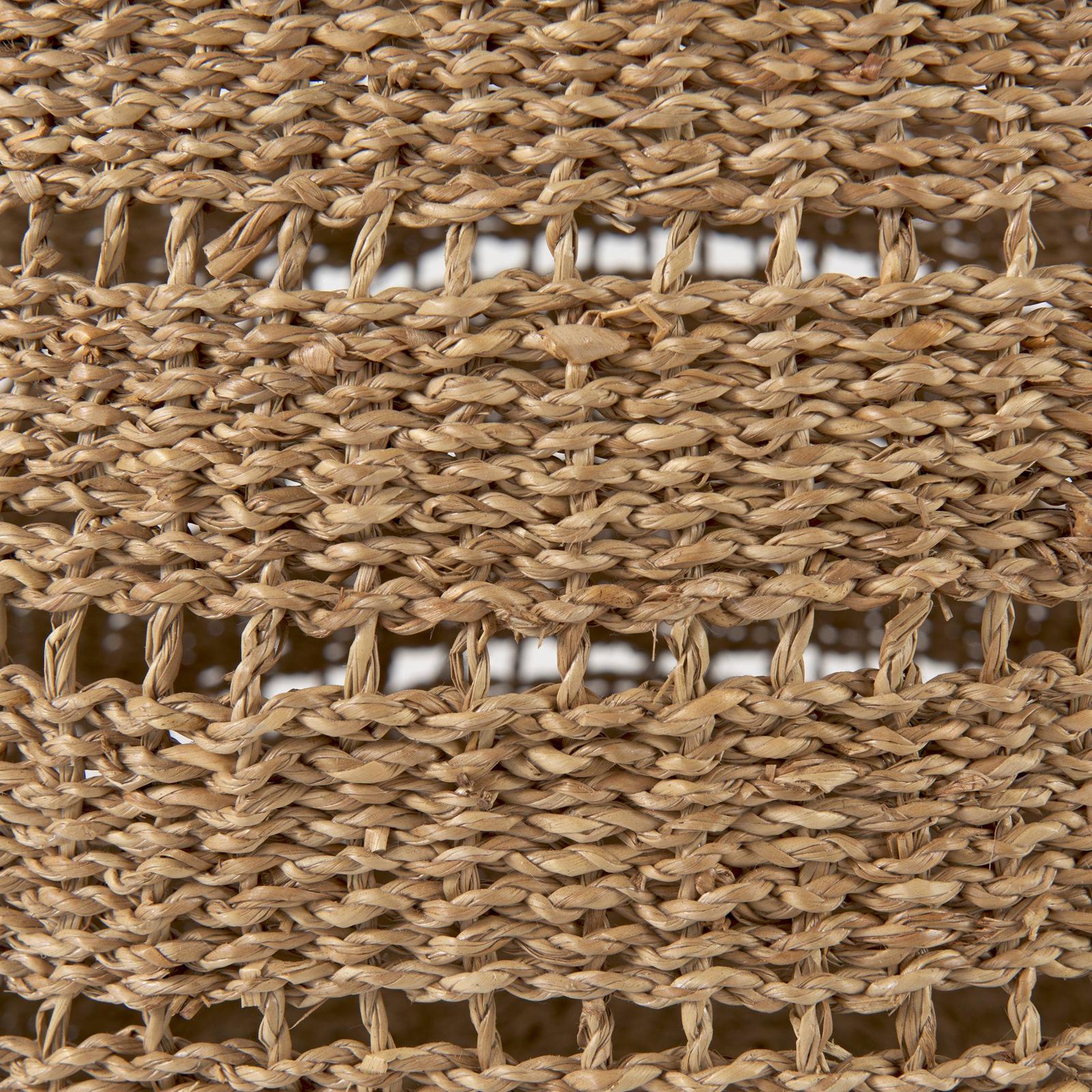 Mercana Hayes Medium Brown Seagrass Round Basket with Stripe Pattern- Set of 2 Clearance