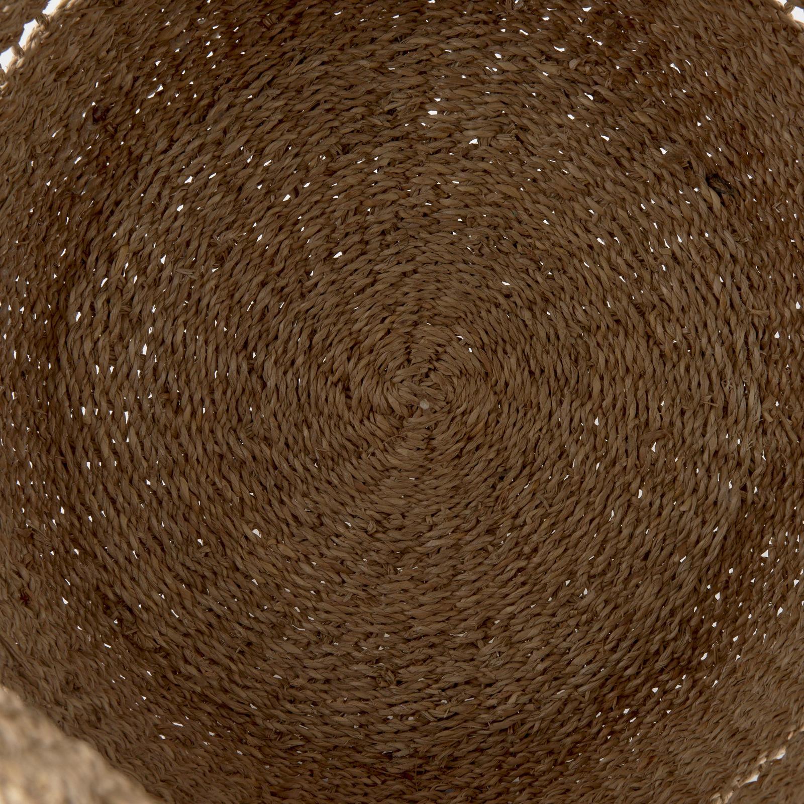 Mercana Hayes Medium Brown Seagrass Round Basket with Stripe Pattern- Set of 2 Clearance