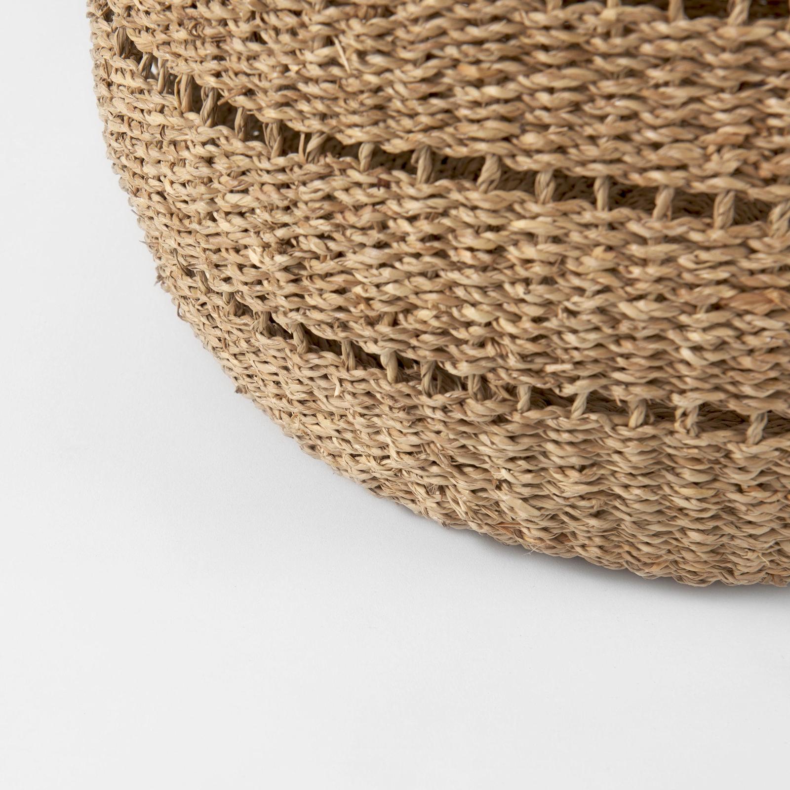Mercana Hayes Medium Brown Seagrass Round Basket with Stripe Pattern- Set of 2 Clearance