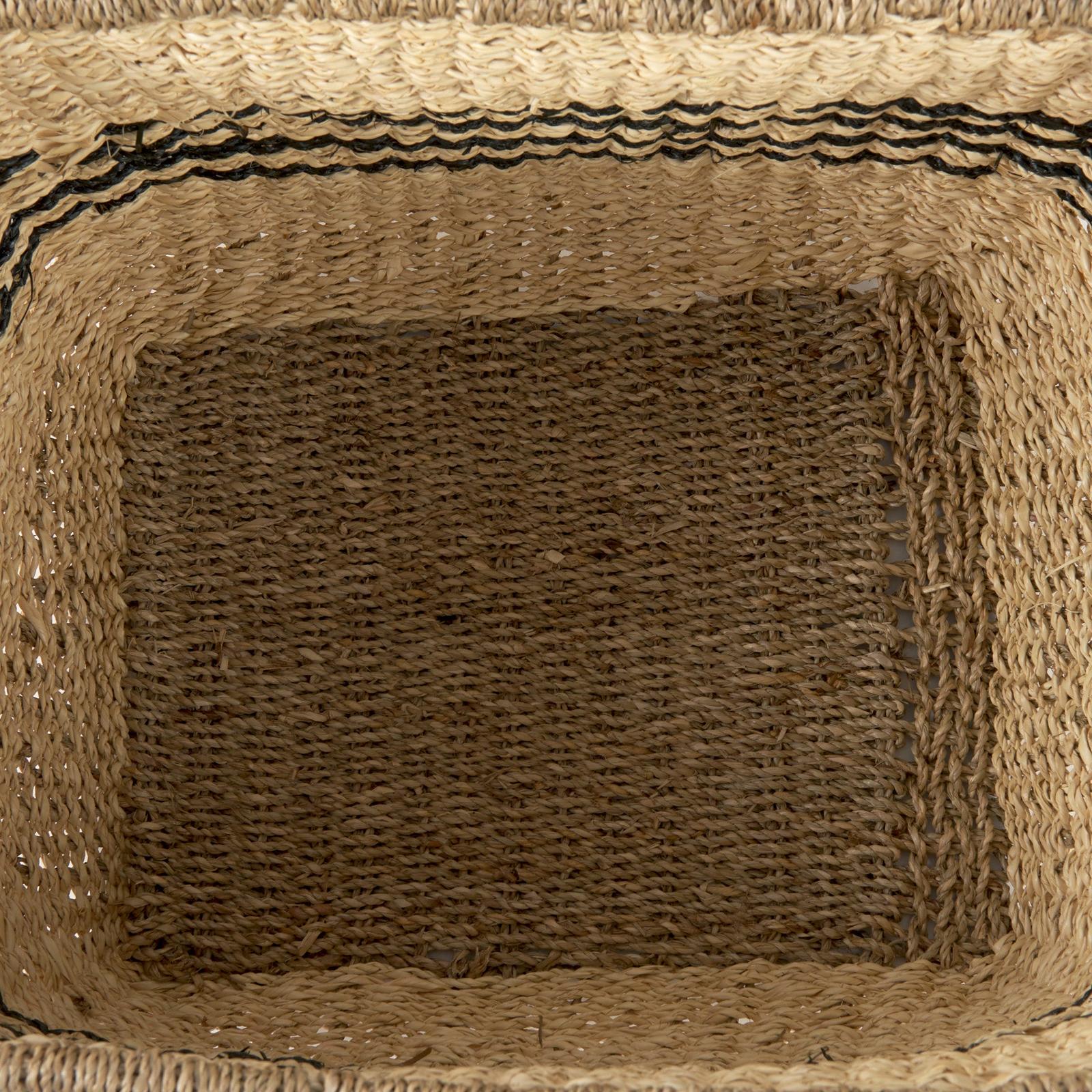 Mercana Emma Light Brown Seagrass Rectangular Basket W/ Black Stripes- Set of 2