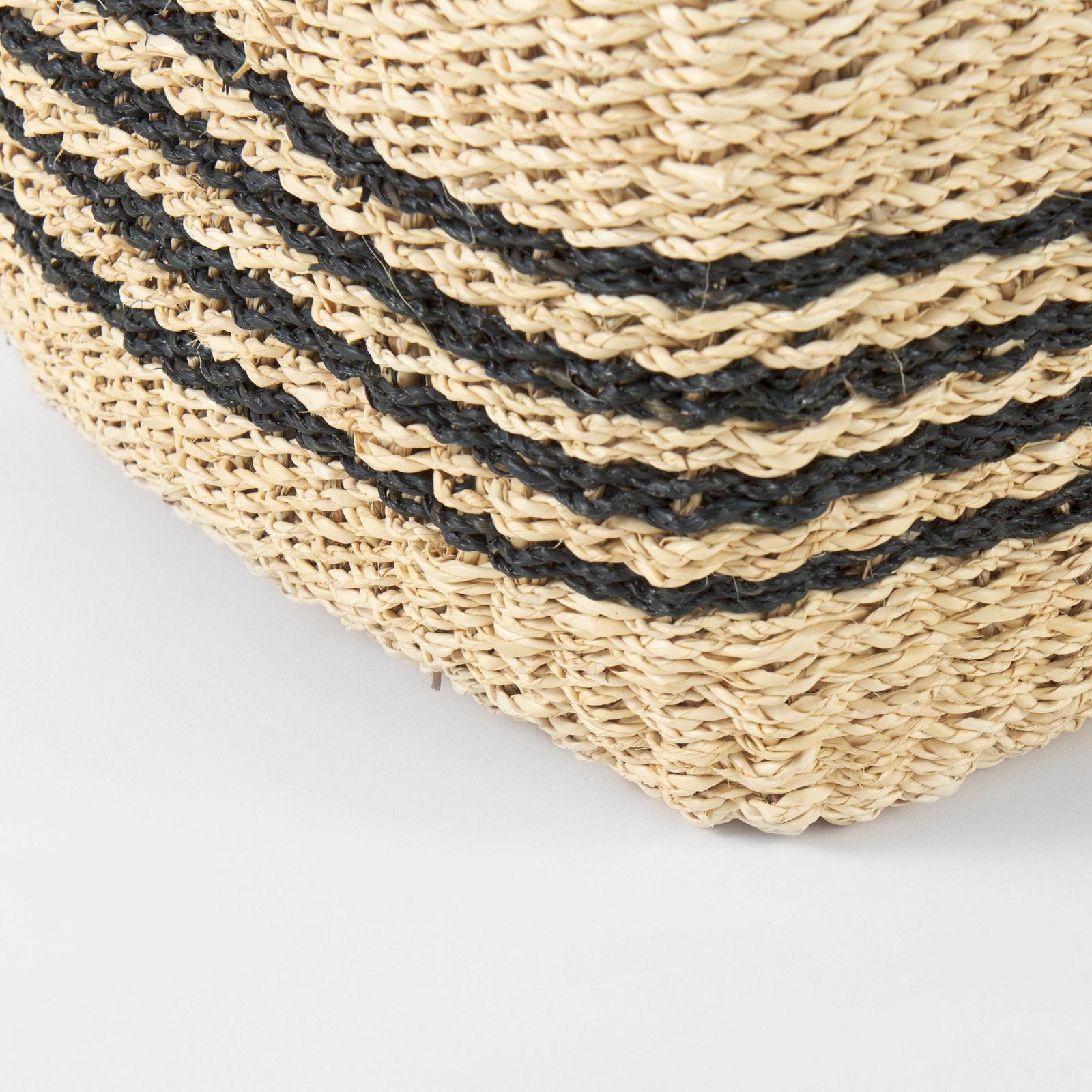 Mercana Emma Light Brown Seagrass Rectangular Basket W/ Black Stripes- Set of 2
