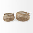 Mercana Nova Light Brown Seagrass Woven Round Basket W/ Long Handle - Set of 2 Clearance