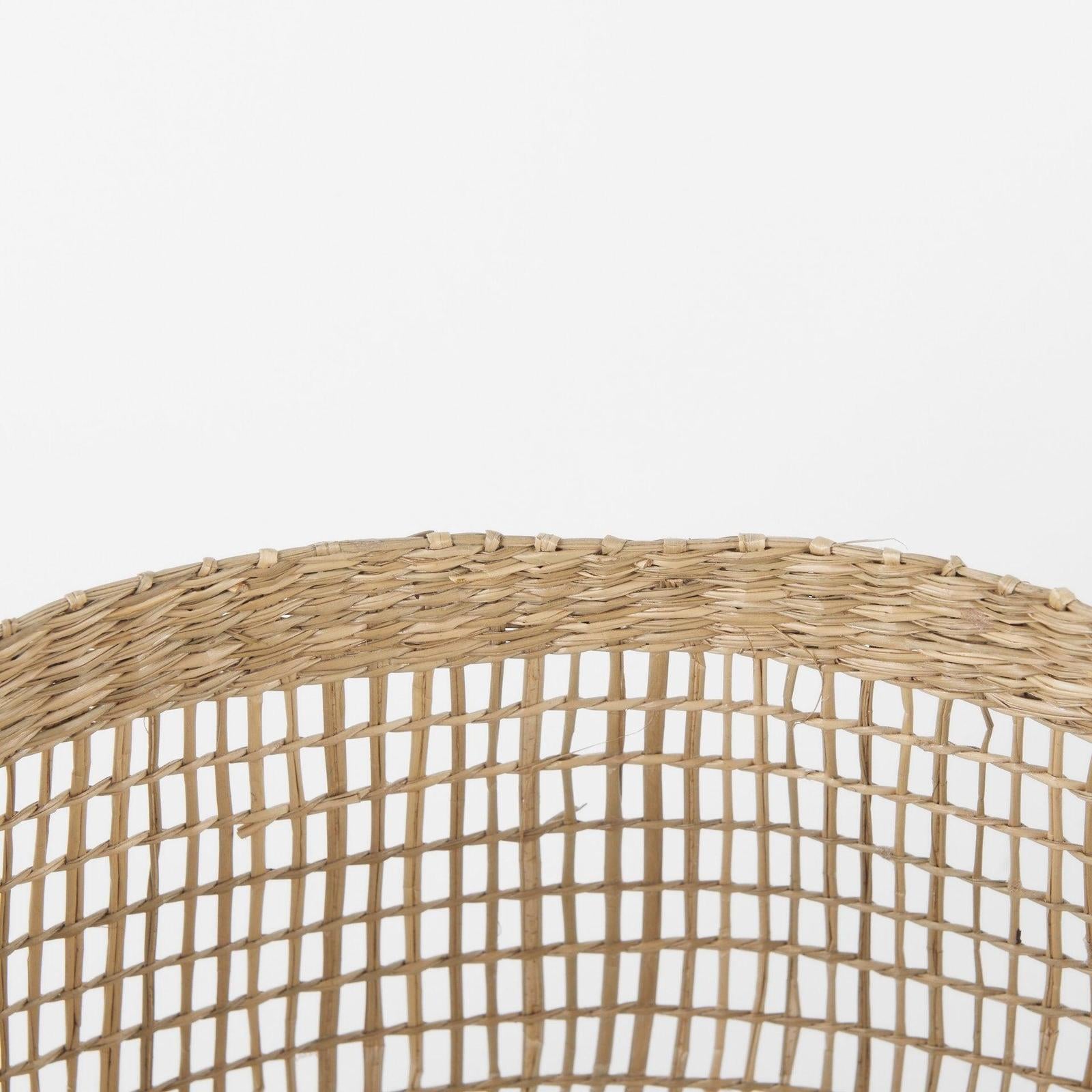 Mercana Nova Light Brown Seagrass Woven Round Basket W/ Long Handle - Set of 2 Clearance
