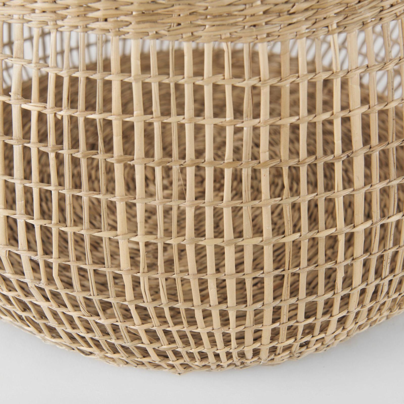 Mercana Nova Light Brown Seagrass Woven Round Basket W/ Long Handle - Set of 2 Clearance