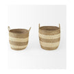 Mercana Bradley Light Brown W/Striped Seagrass Basket W/ Handles- Set of 2 Clearance