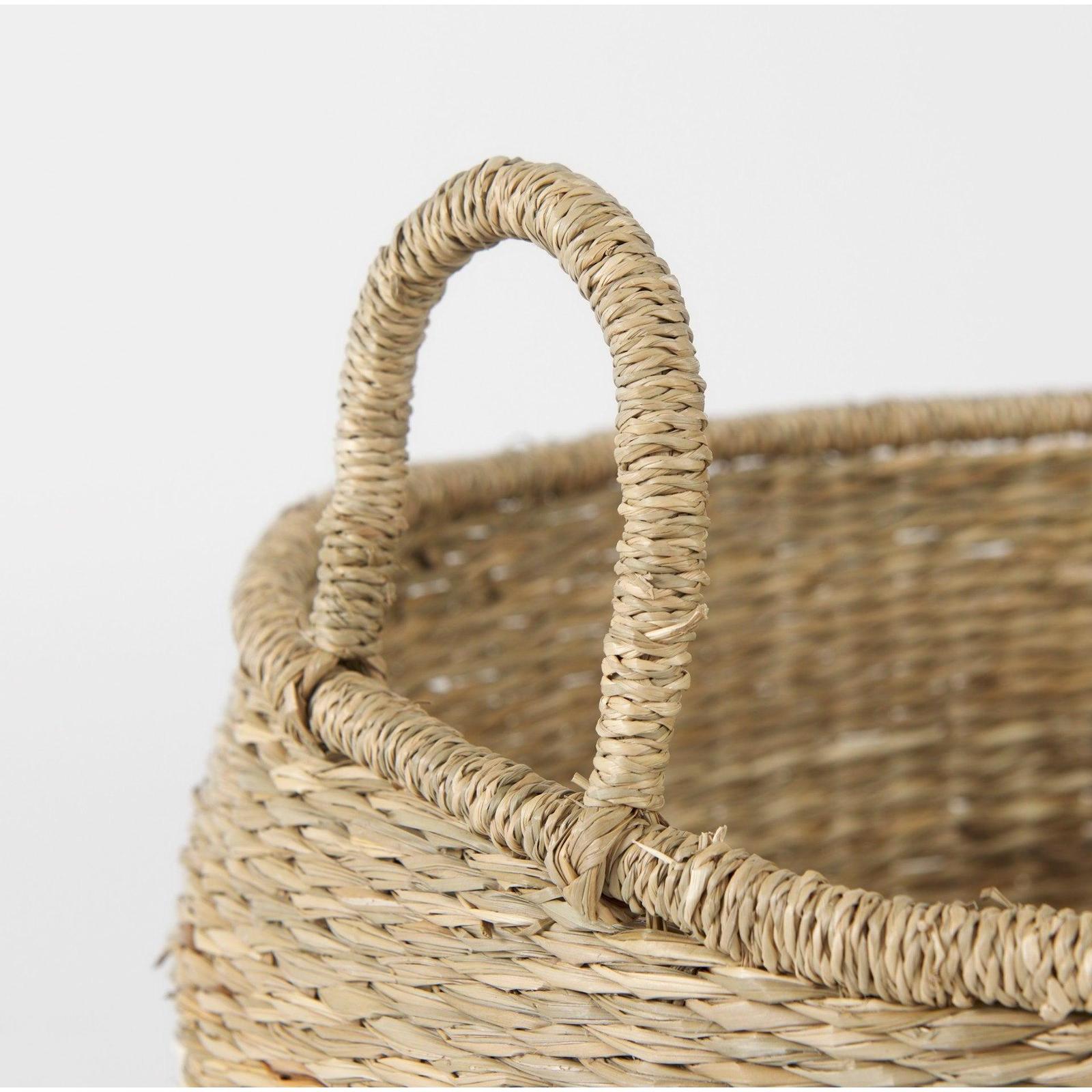 Mercana Bradley Light Brown W/Striped Seagrass Basket W/ Handles- Set of 2 Clearance