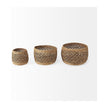 Mercana Dakota Medium Brown Seagrass Round Basket-Set of 3