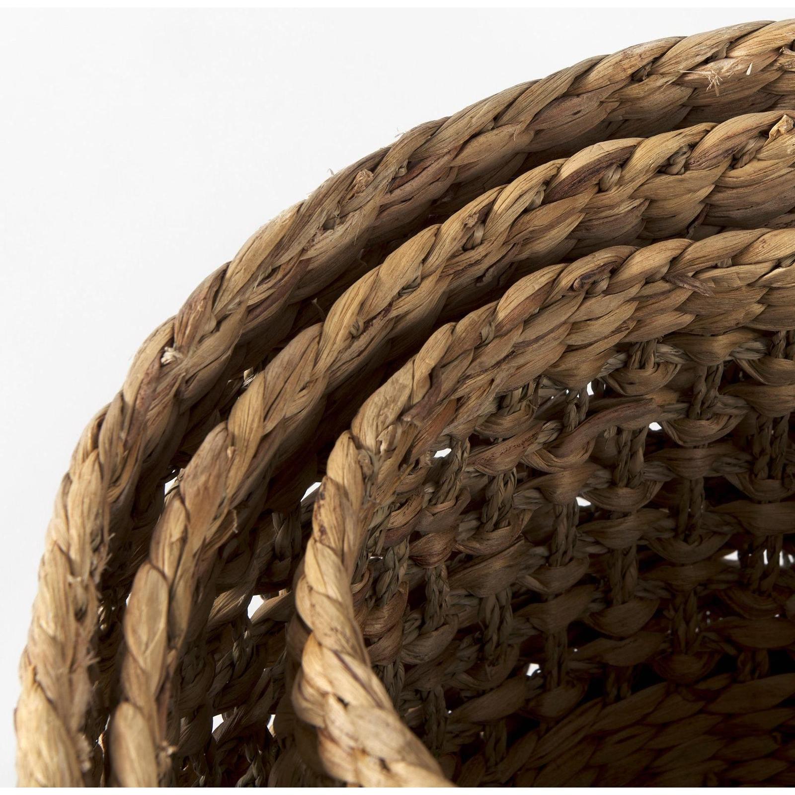 Mercana Dakota Medium Brown Seagrass Round Basket-Set of 3