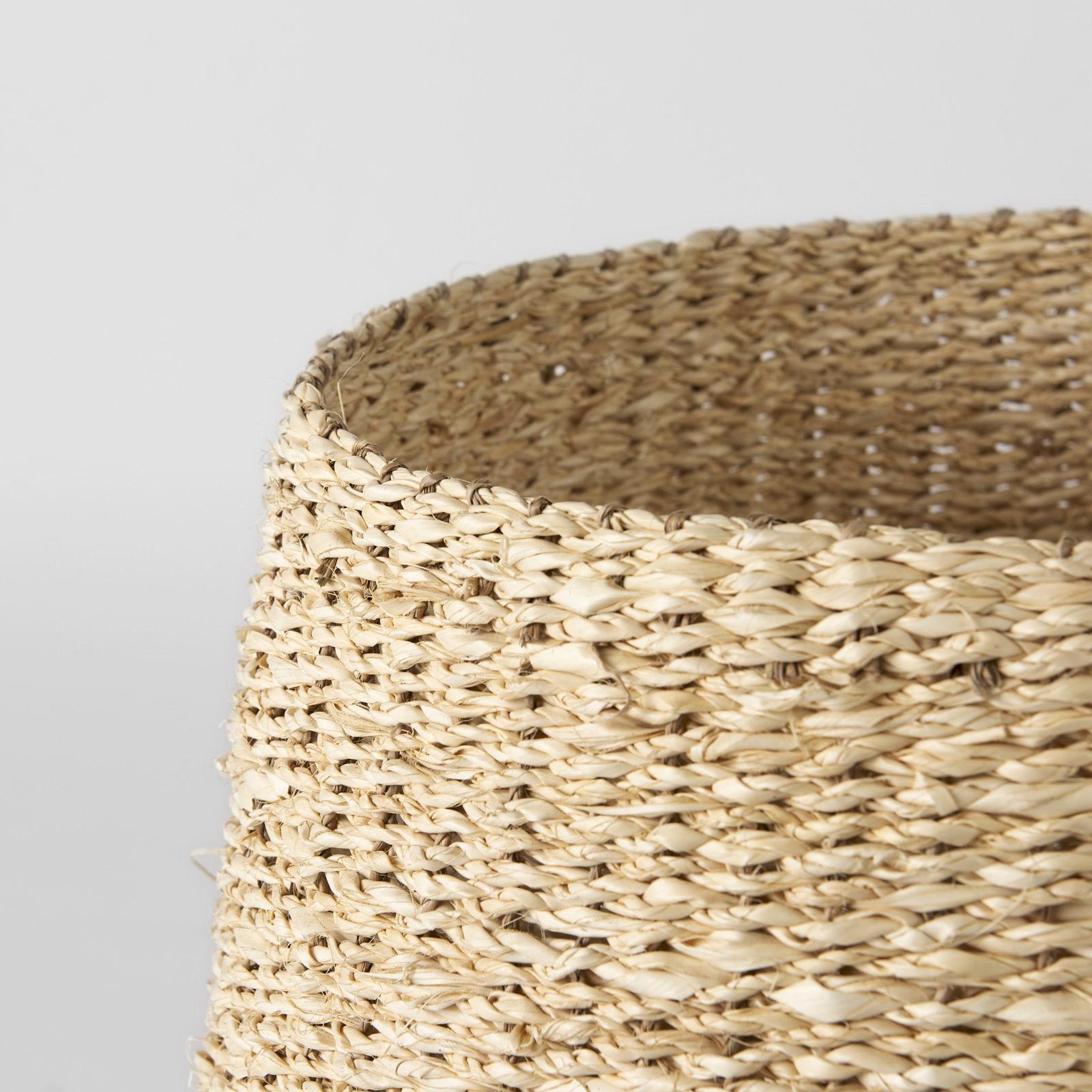 Mercana Sivannah Light Brown and Medium Brown Striped Seagrass Round Basket - Set of 3