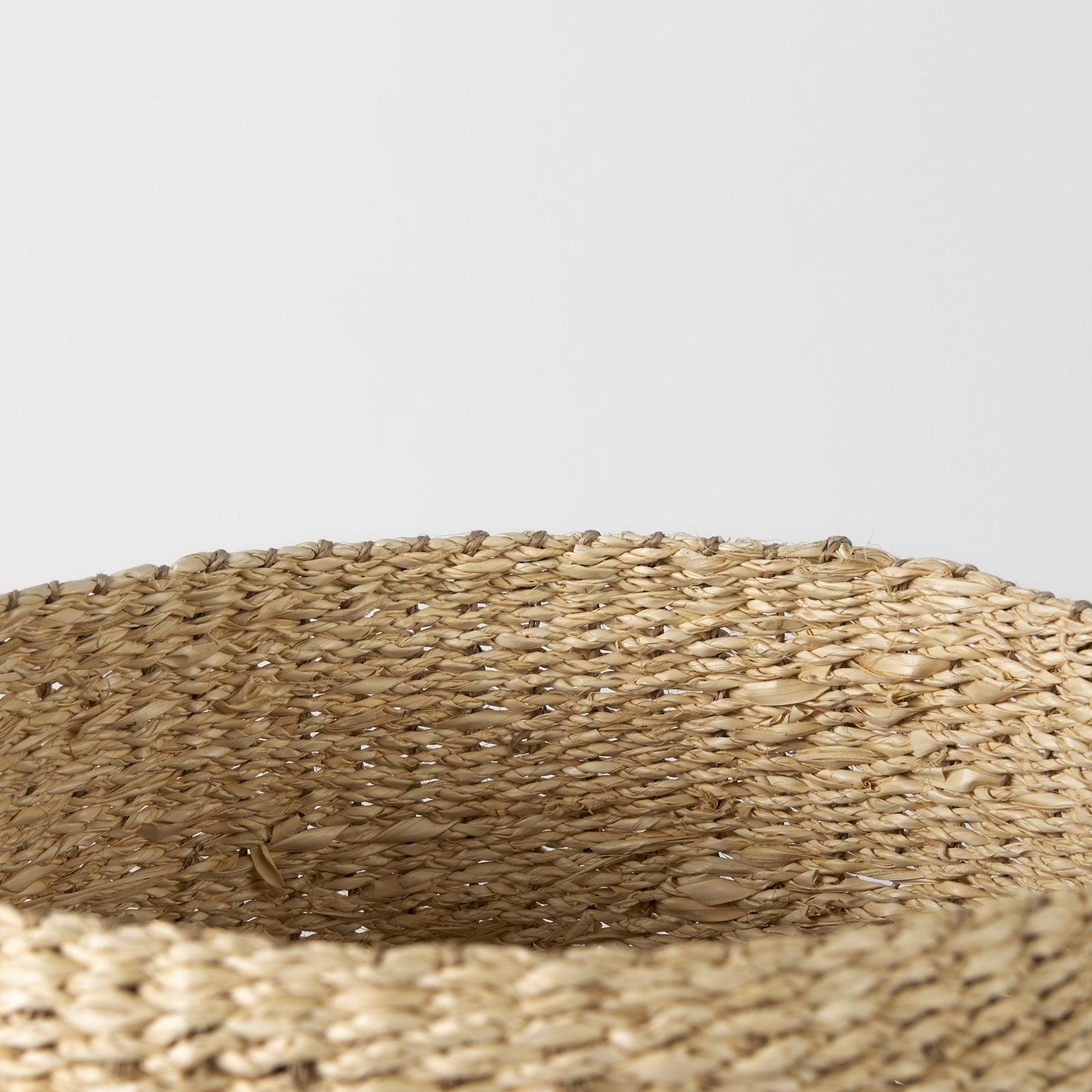 Mercana Sivannah Light Brown and Medium Brown Striped Seagrass Round Basket - Set of 3