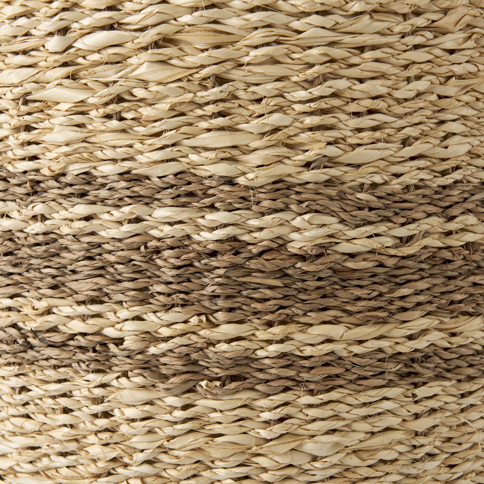 Mercana Sivannah Light Brown and Medium Brown Striped Seagrass Round Basket - Set of 3
