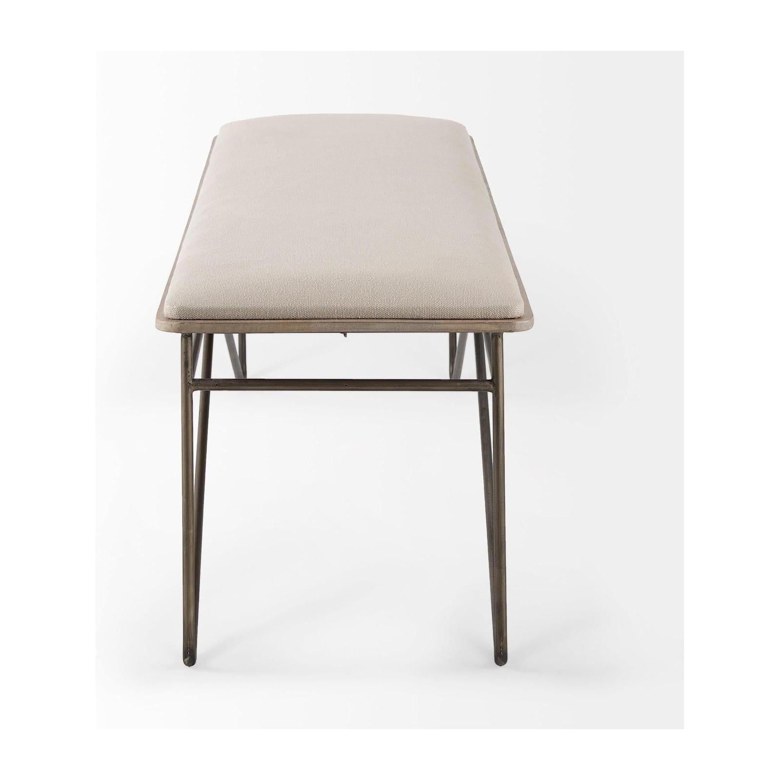 Mercana Camille Cream Fabric Seat W/ Metal Frame Bench