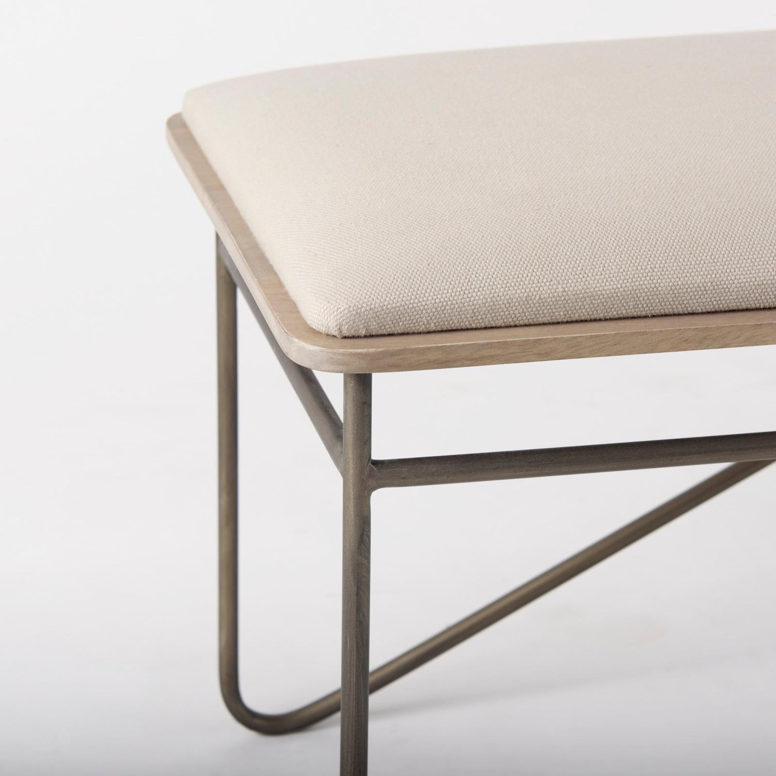 Mercana Camille Cream Fabric Seat W/ Metal Frame Bench