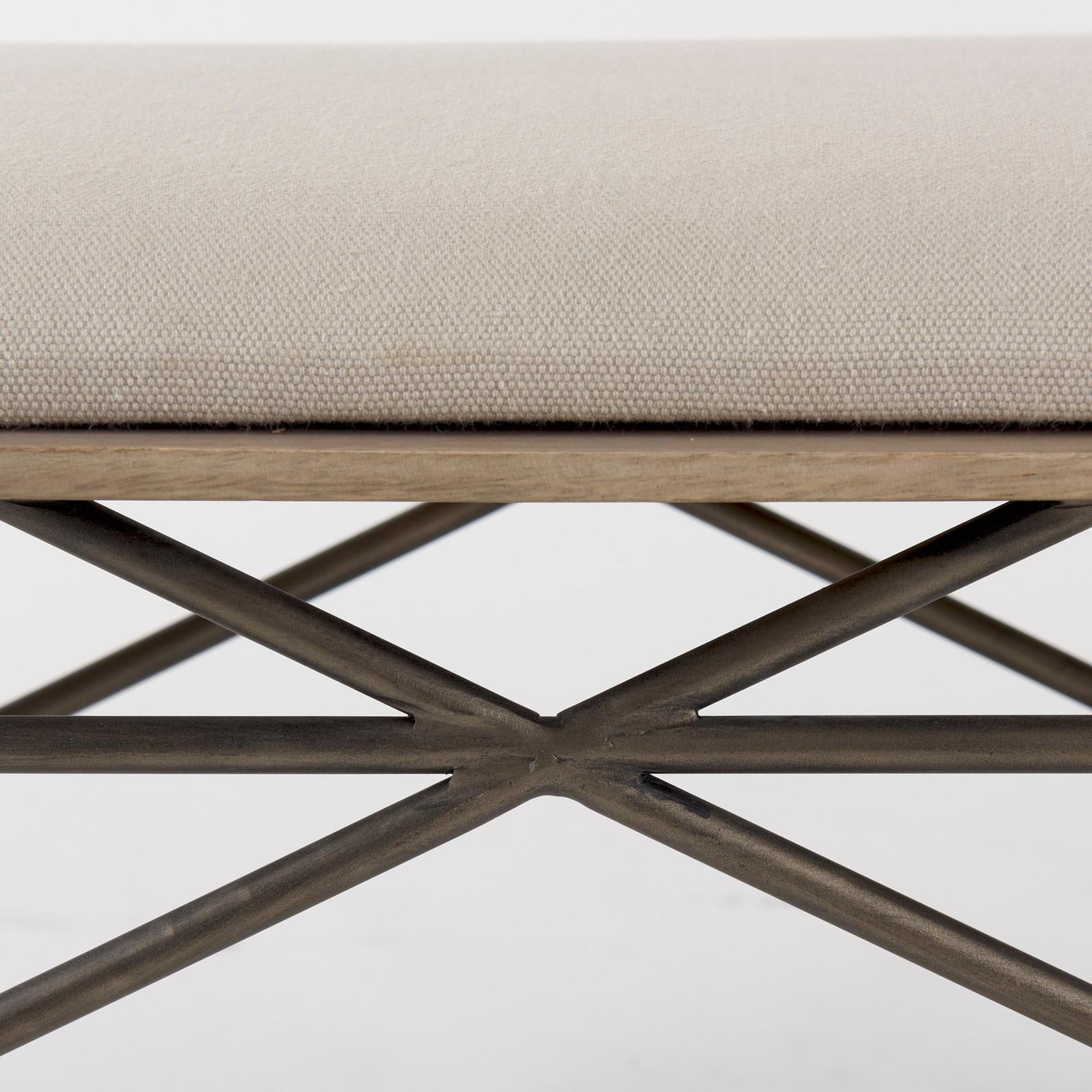 Mercana Camille Cream Fabric Seat W/ Metal Frame Bench