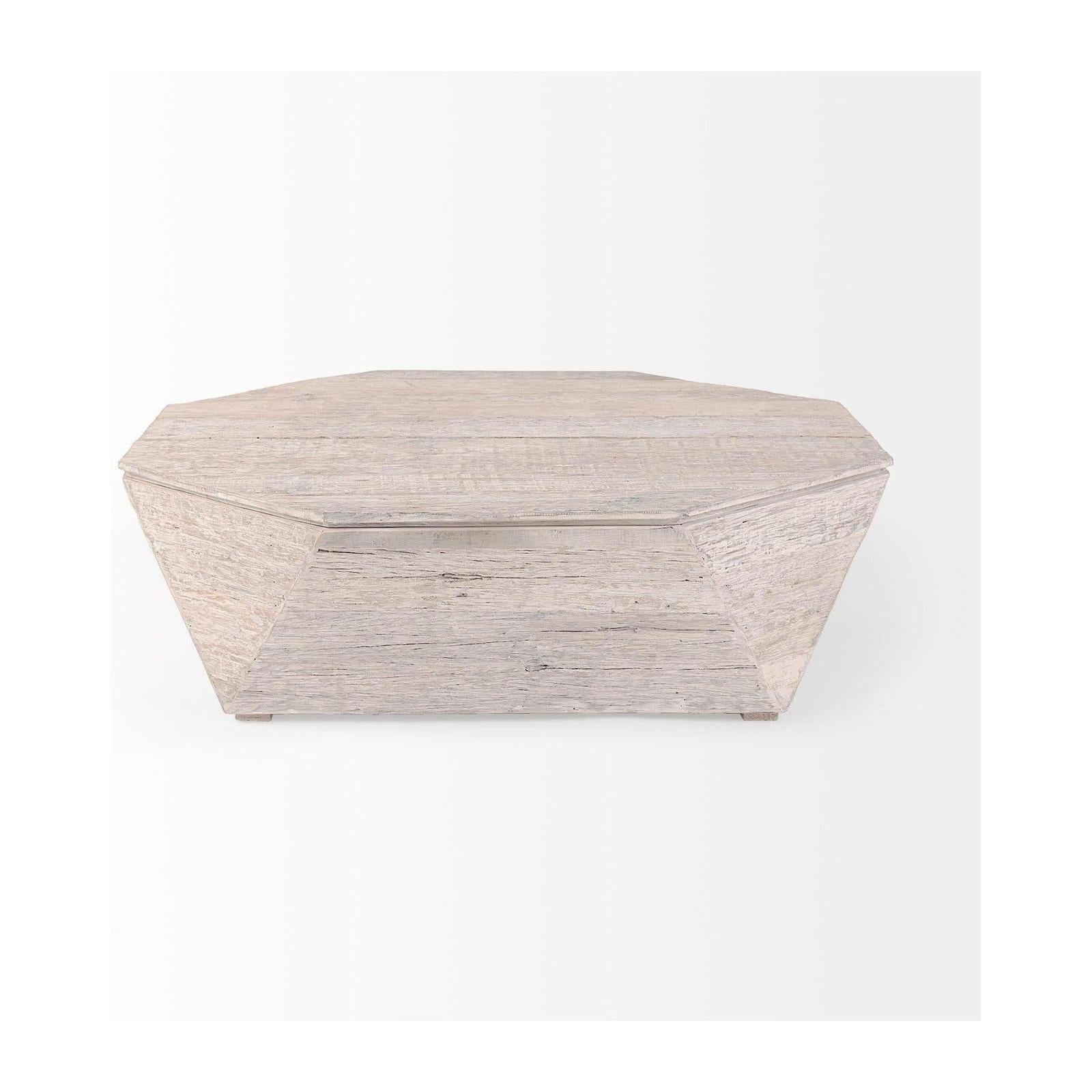Mercana Esagono Octagonal Reclaimed Wood Coffee Table w/ Storage