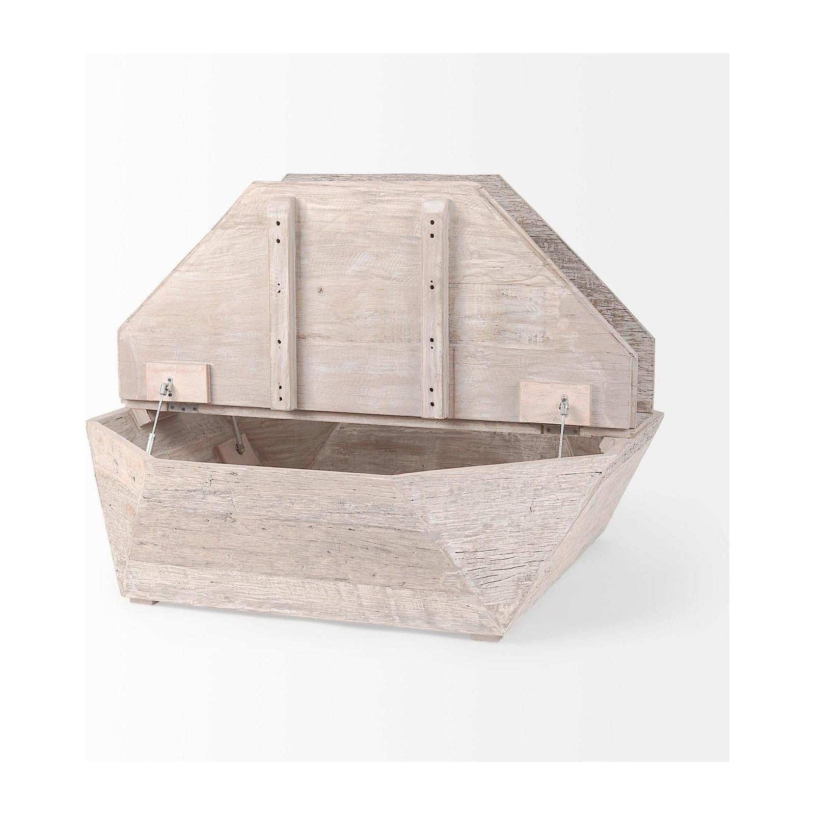 Mercana Esagono Octagonal Reclaimed Wood Coffee Table w/ Storage