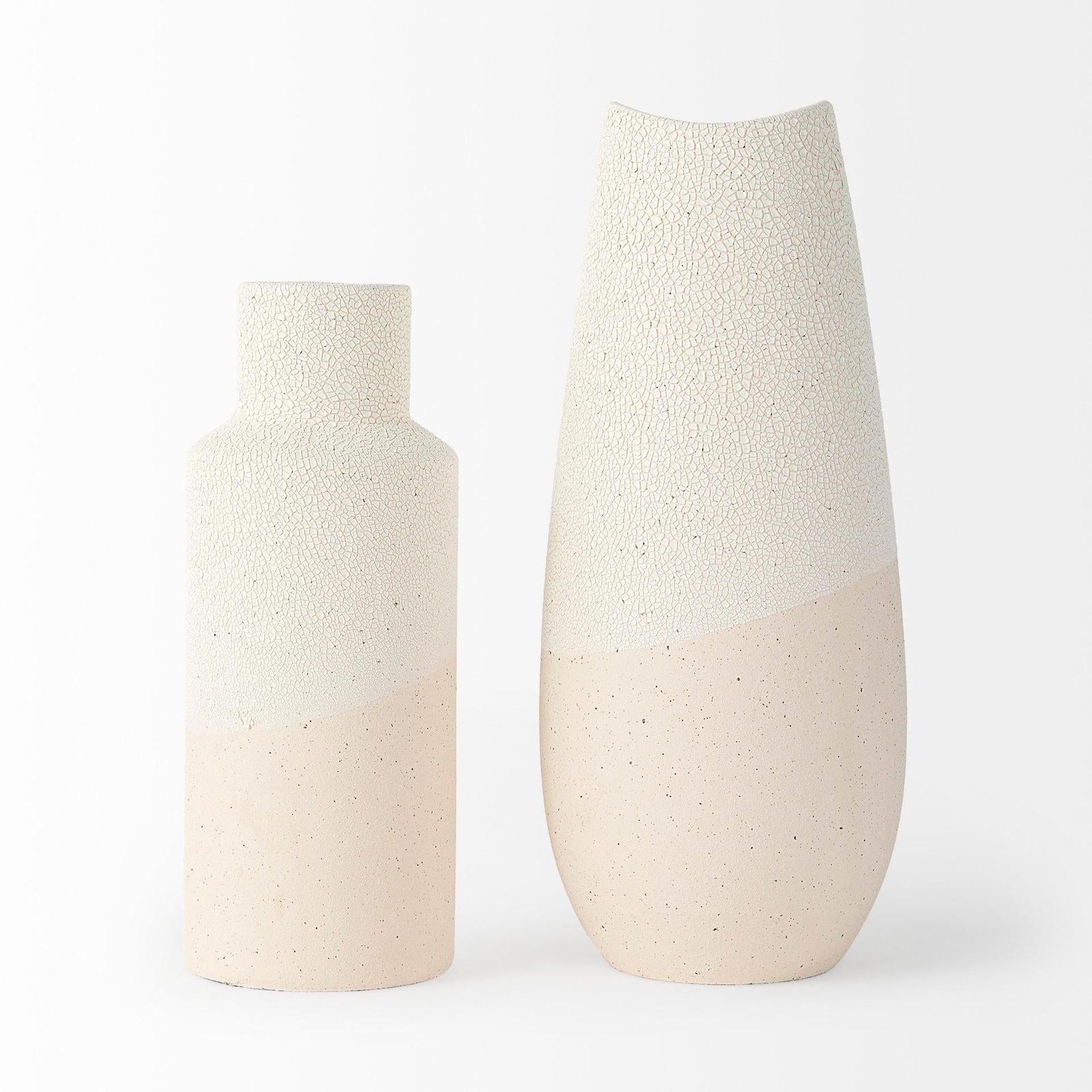 Mercana Salar Cream Crackled Ceramic Vase