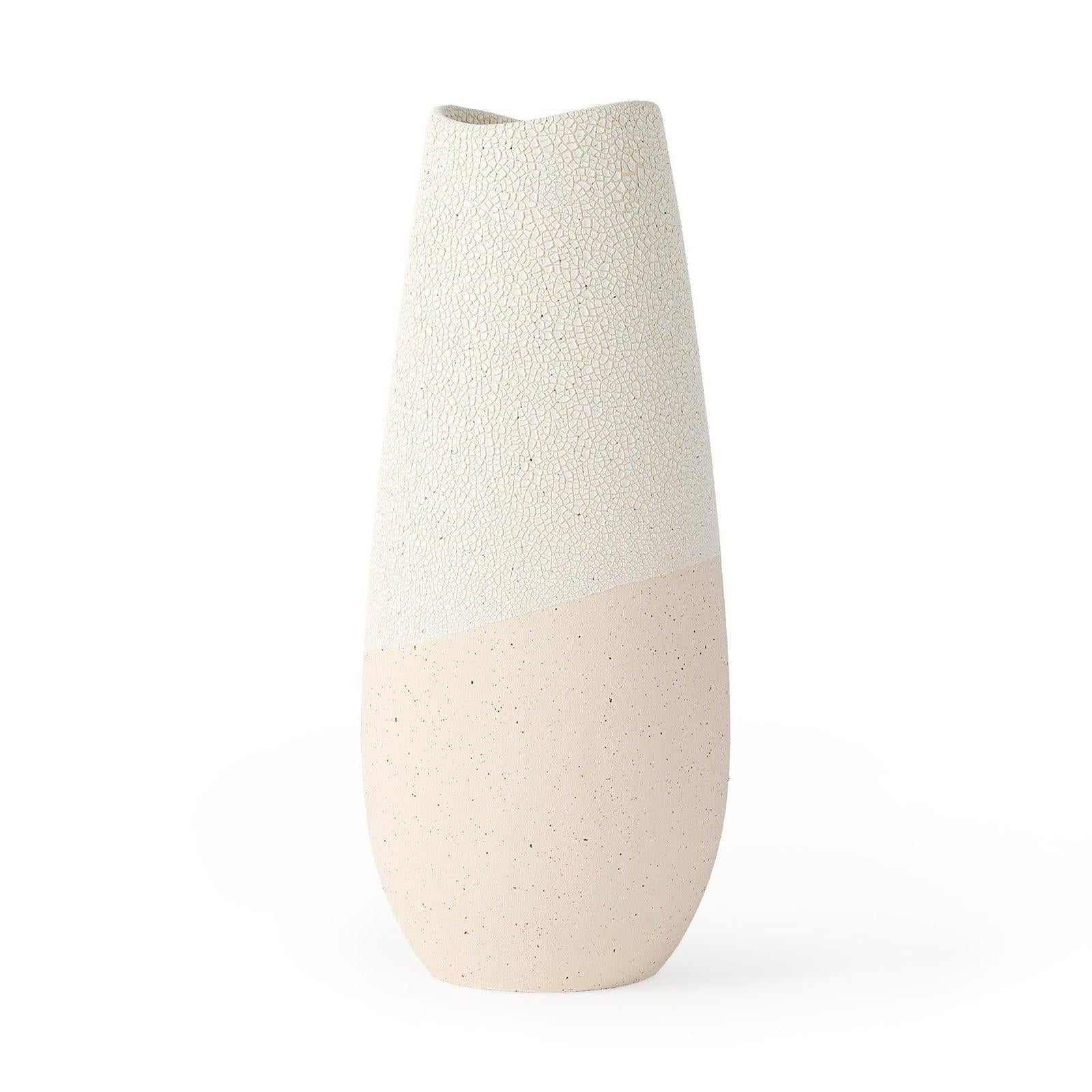 Mercana Salar Cream Crackled Ceramic Vase