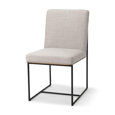 Mercana Stamford Beige Upholstered Seat w/ Wood Back, Black Metal Frame Dining Chair
