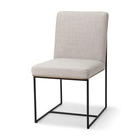 Mercana Stamford Beige Upholstered Seat w/ Wood Back, Black Metal Frame Dining Chair