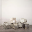 Mercana Zahavi Grey-toned Hair-on-hide Ottoman