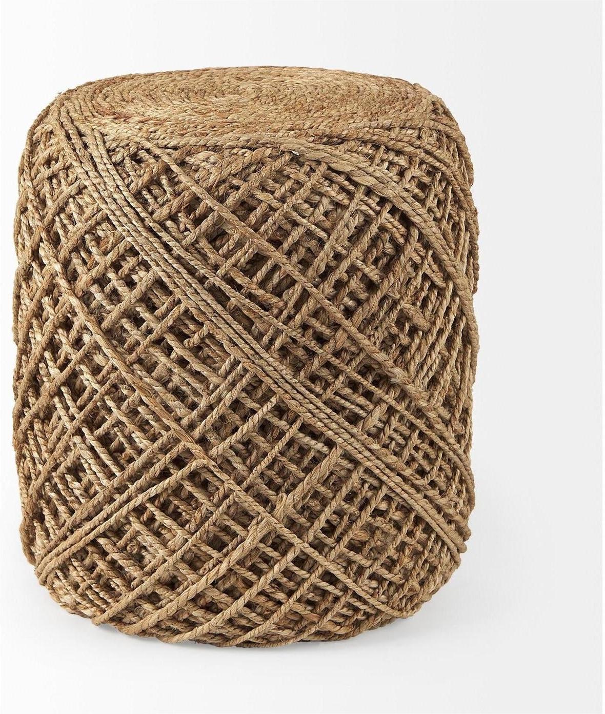 Mercana Allium Handwoven Wool Cylindrical Pouf