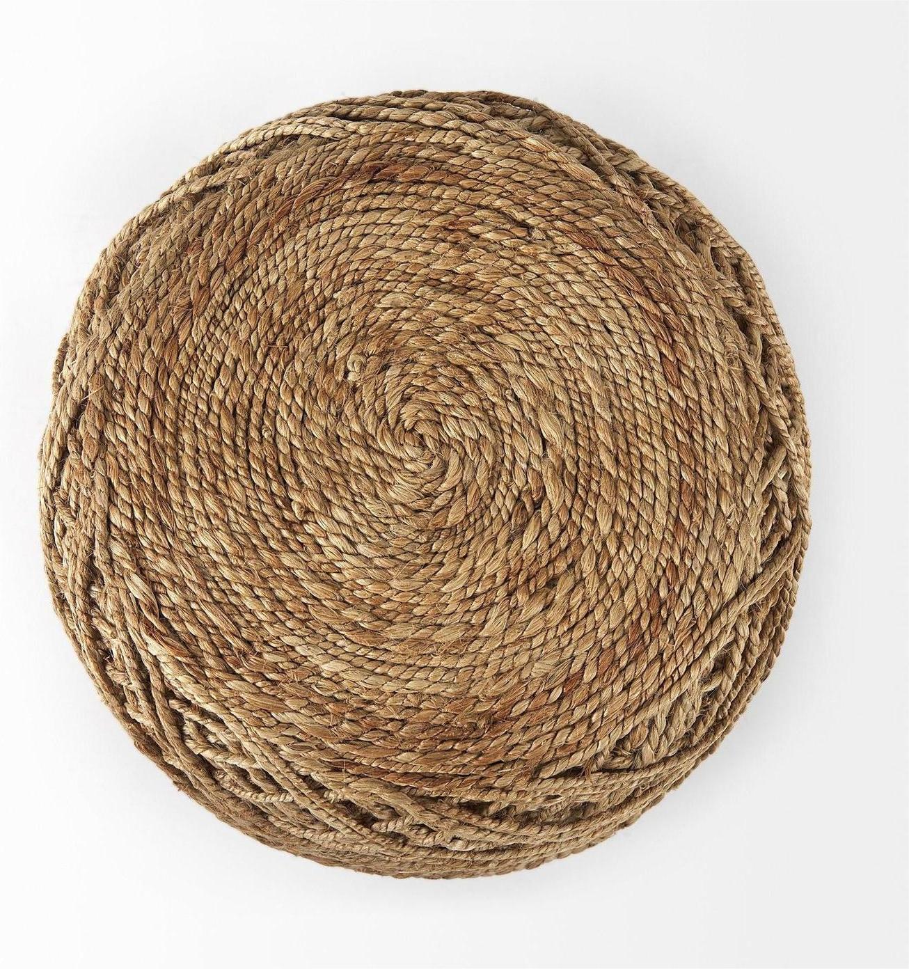 Mercana Allium Handwoven Wool Cylindrical Pouf
