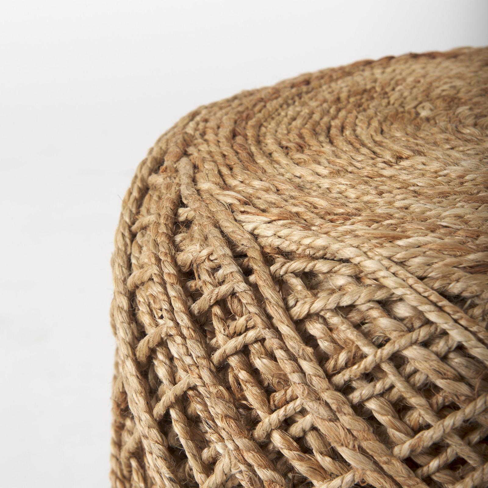 Mercana Allium Handwoven Wool Cylindrical Pouf