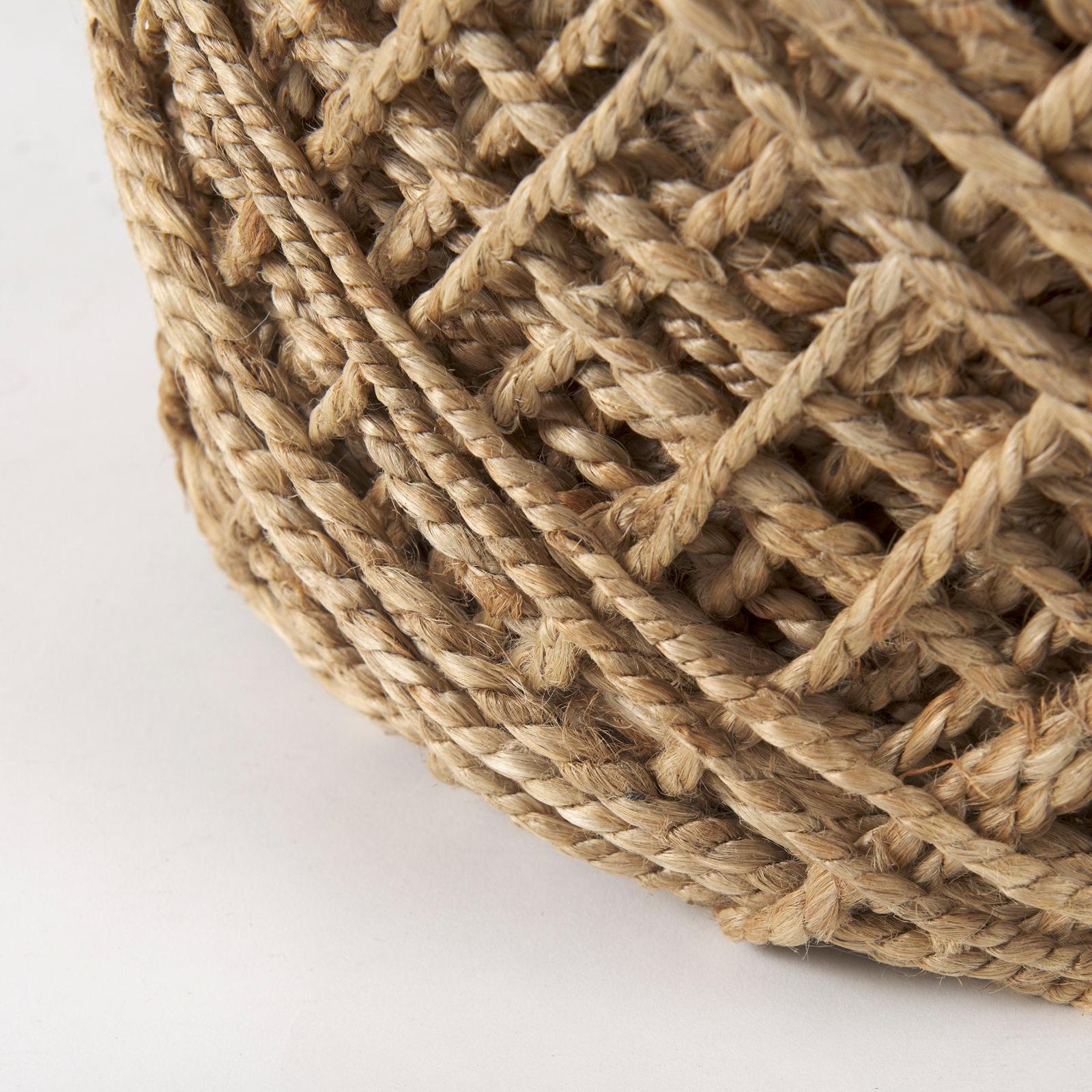 Mercana Allium Handwoven Wool Cylindrical Pouf