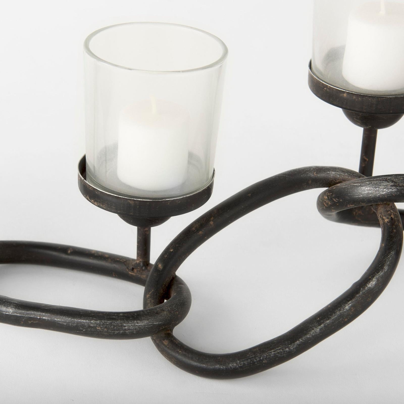 Mercana Quito Black Metal Chain-Link Five Candle Table Candle Holder Clearance
