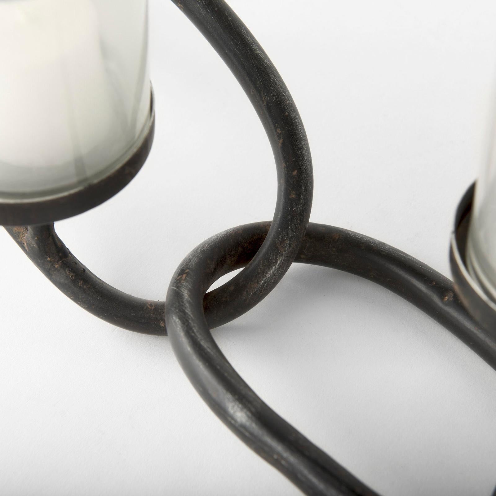 Mercana Quito Black Metal Chain-Link Five Candle Table Candle Holder Clearance