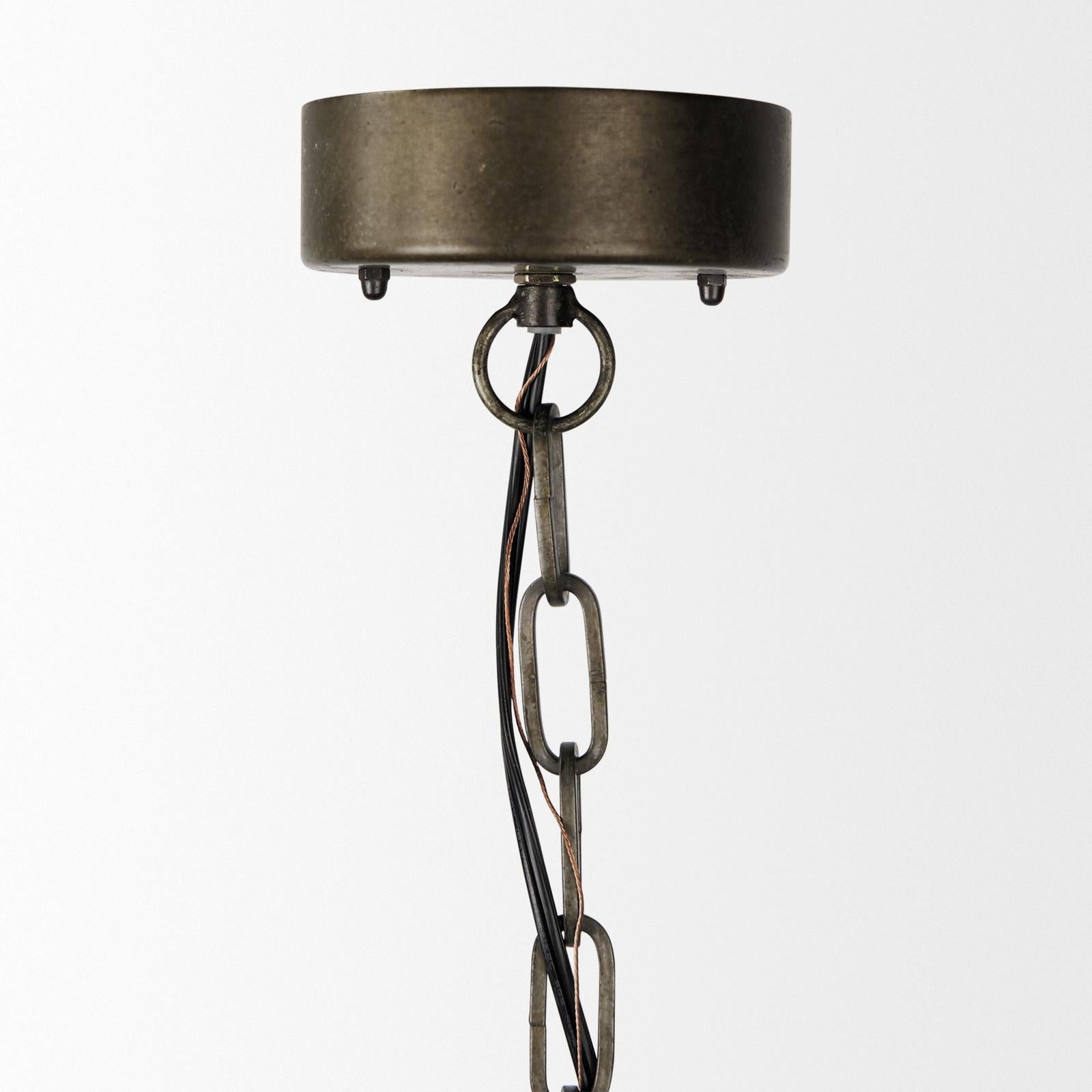 Mercana Zaio Weathered Antique Gold Metal Caged Bulb Pendant Light