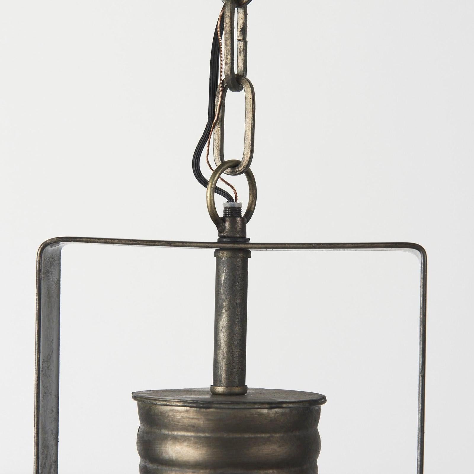 Mercana Zaio Weathered Antique Gold Metal Caged Bulb Pendant Light