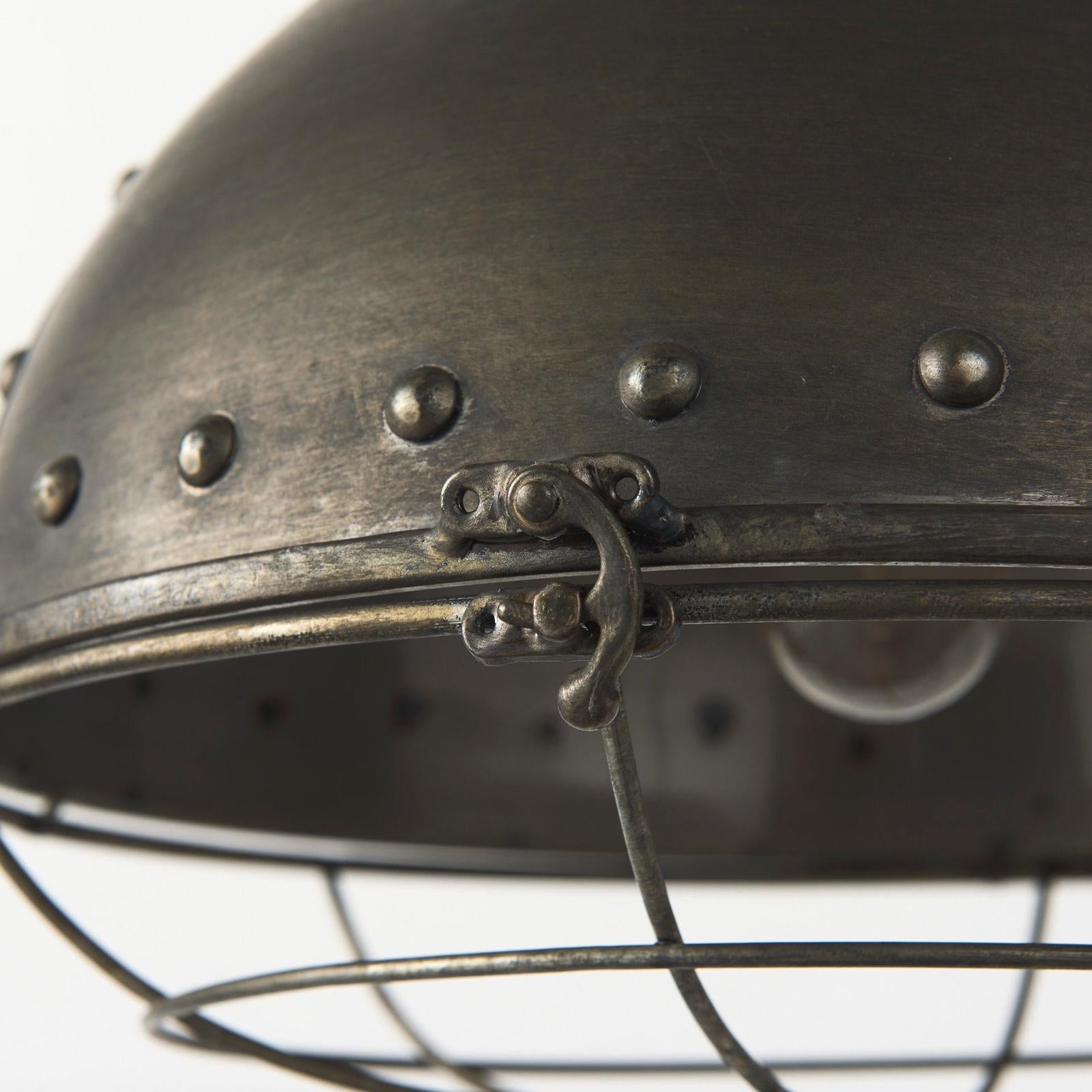 Mercana Zaio Weathered Antique Gold Metal Caged Bulb Pendant Light
