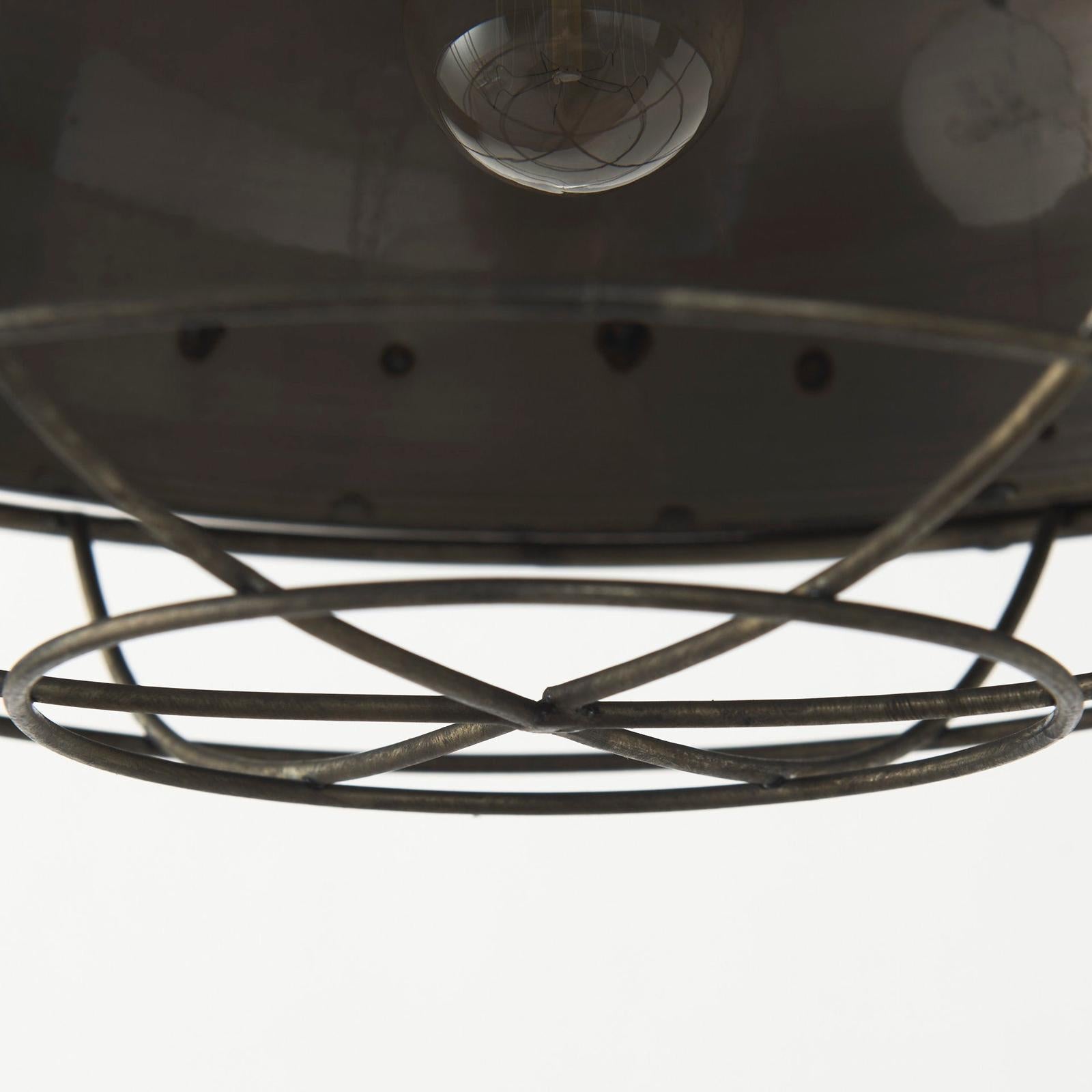 Mercana Zaio Weathered Antique Gold Metal Caged Bulb Pendant Light