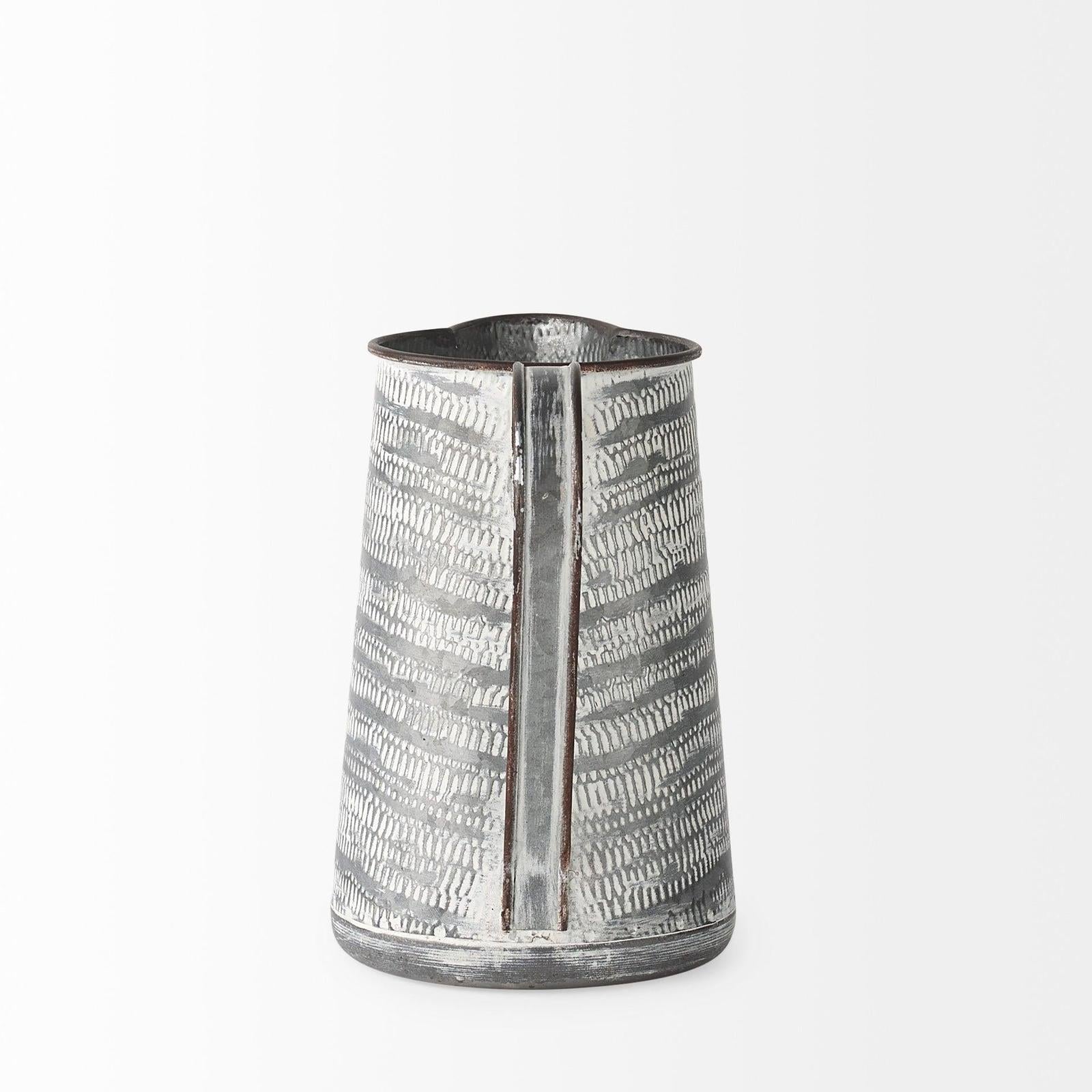 Mercana Serena Small Gray/White Textured Metal Jug Clearance