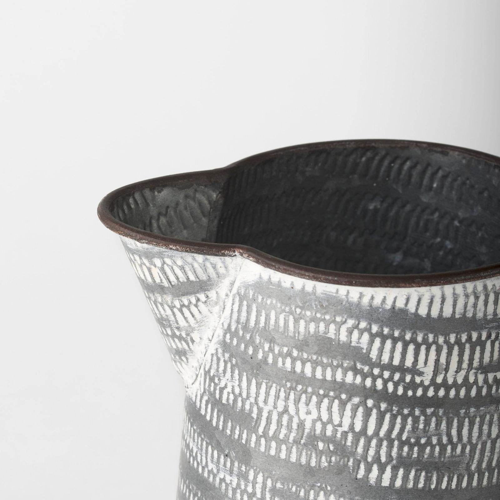 Mercana Serena Small Gray/White Textured Metal Jug Clearance