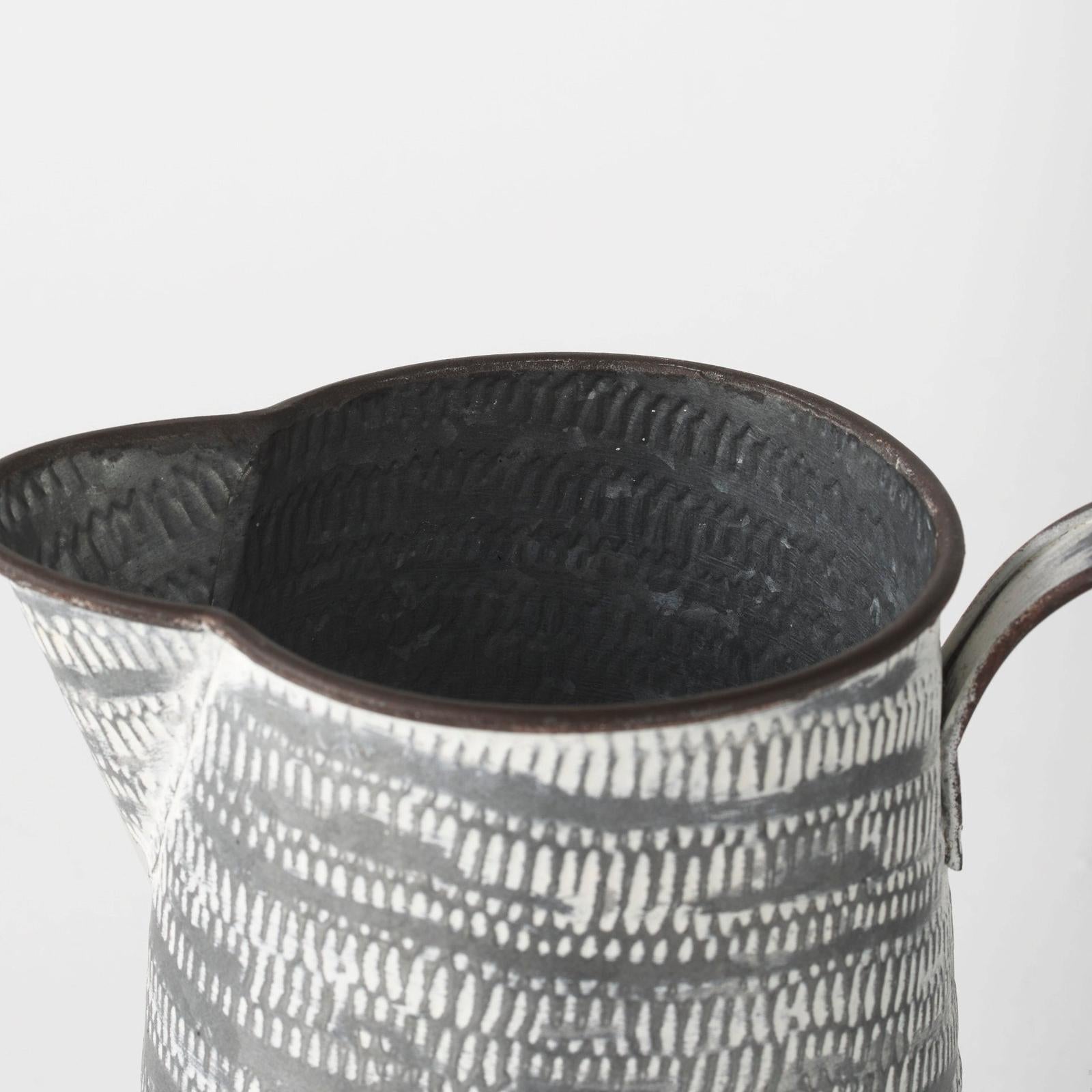 Mercana Serena Small Gray/White Textured Metal Jug Clearance