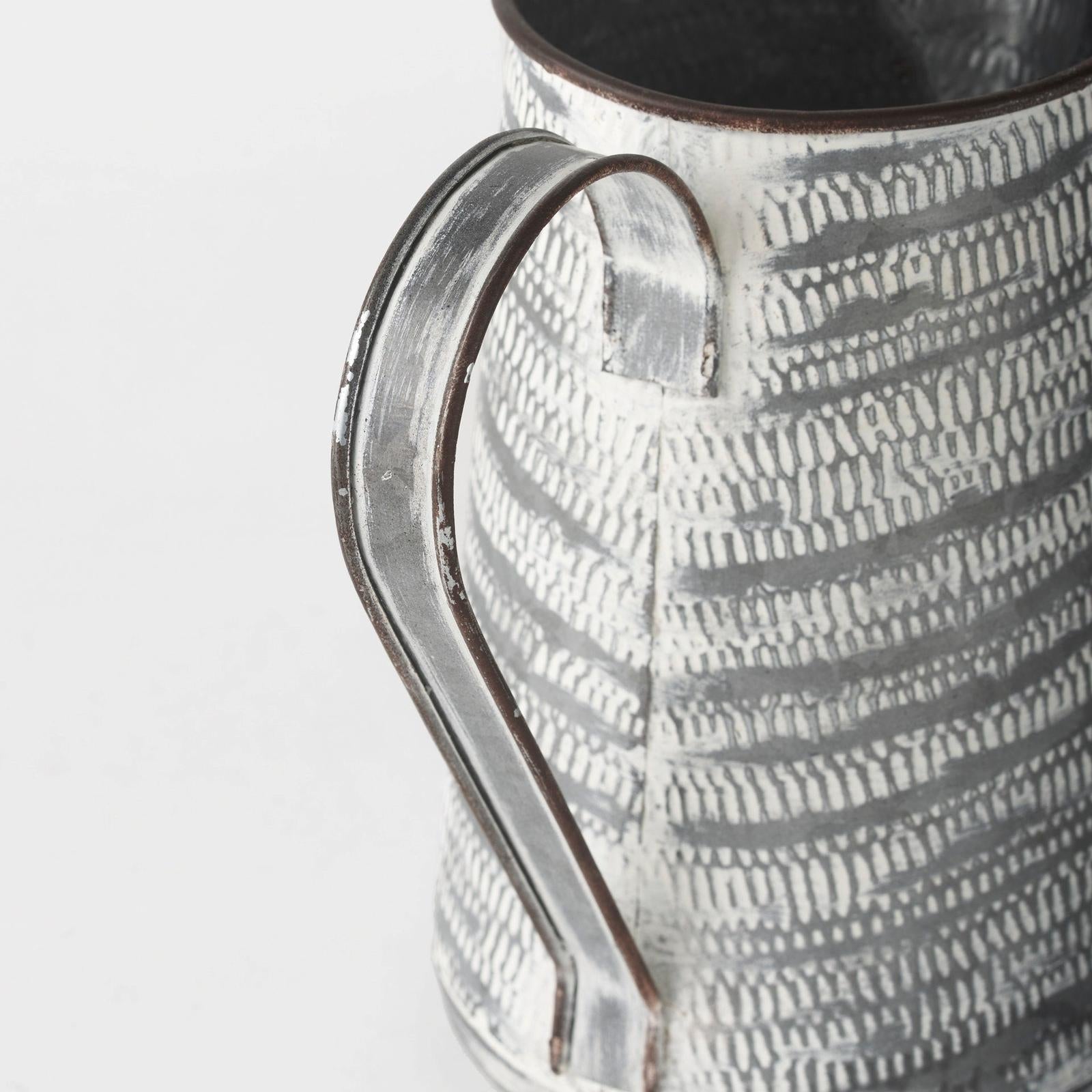 Mercana Serena Small Gray/White Textured Metal Jug Clearance