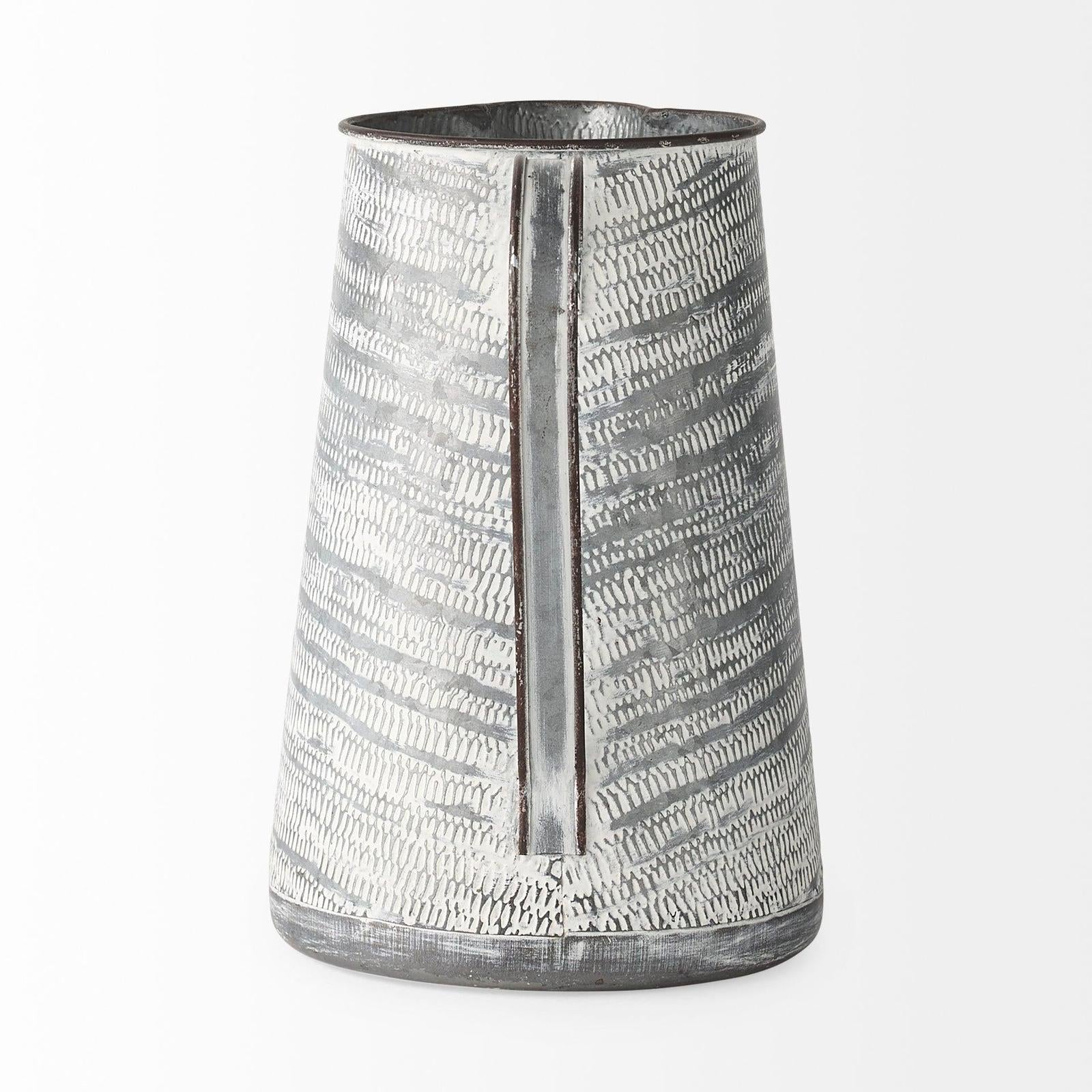 Mercana Serena Small Gray/White Textured Metal Jug Clearance