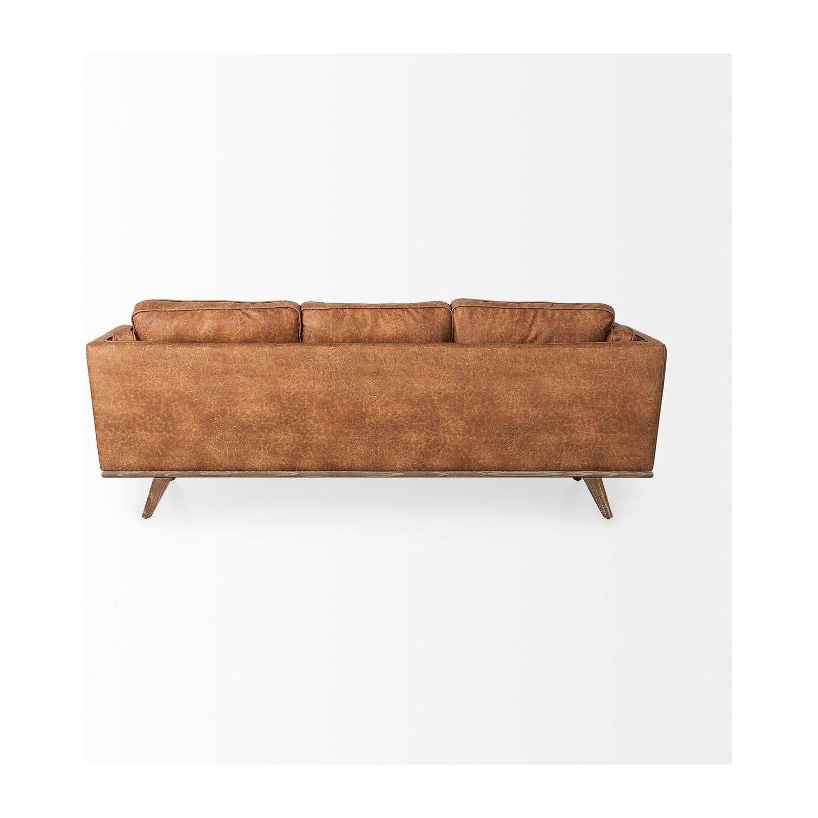 Mercana Brooks Three Seater Sofa W/ Medium Brown Wooden Legs