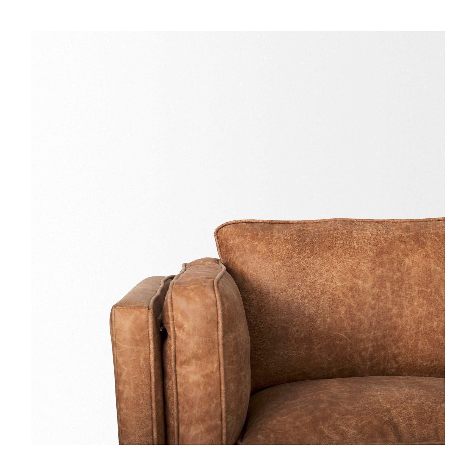 Mercana Brooks Three Seater Sofa W/ Medium Brown Wooden Legs