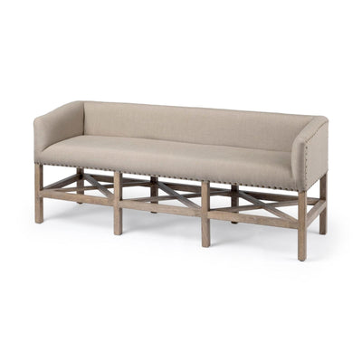 Mercana Bergen Beige Fabric Covered Seat W/Brown Wood Frame Accent Bench